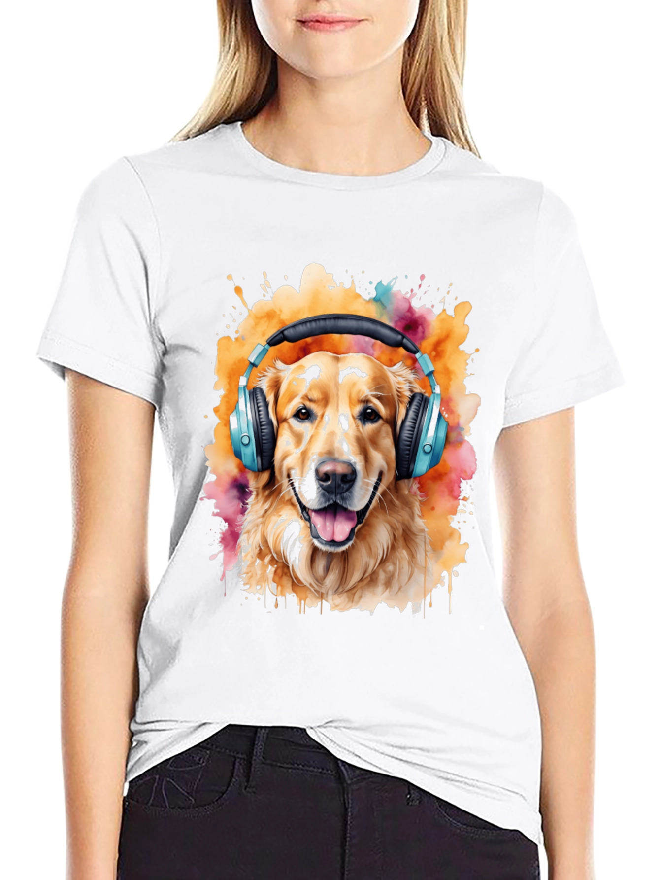 Cool Dog Headphones Graphic Tee