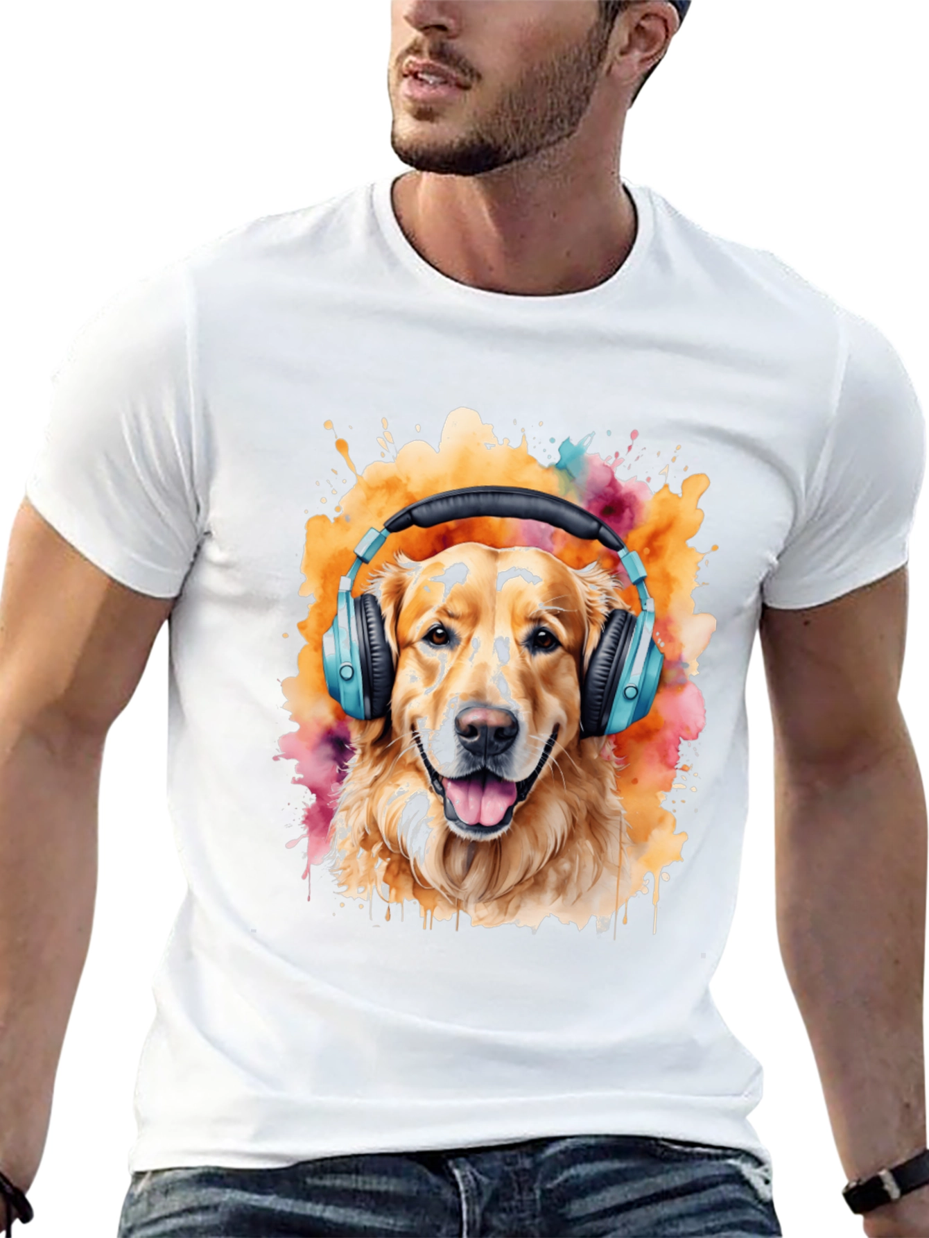 Cool Dog Headphones Graphic Tee