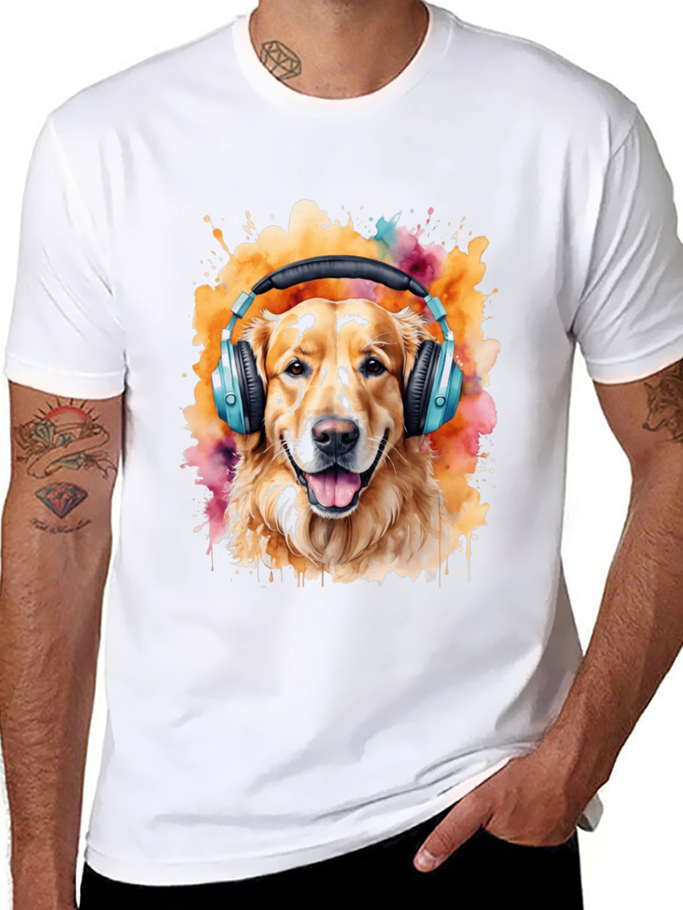 Cool Dog Headphones Graphic Tee