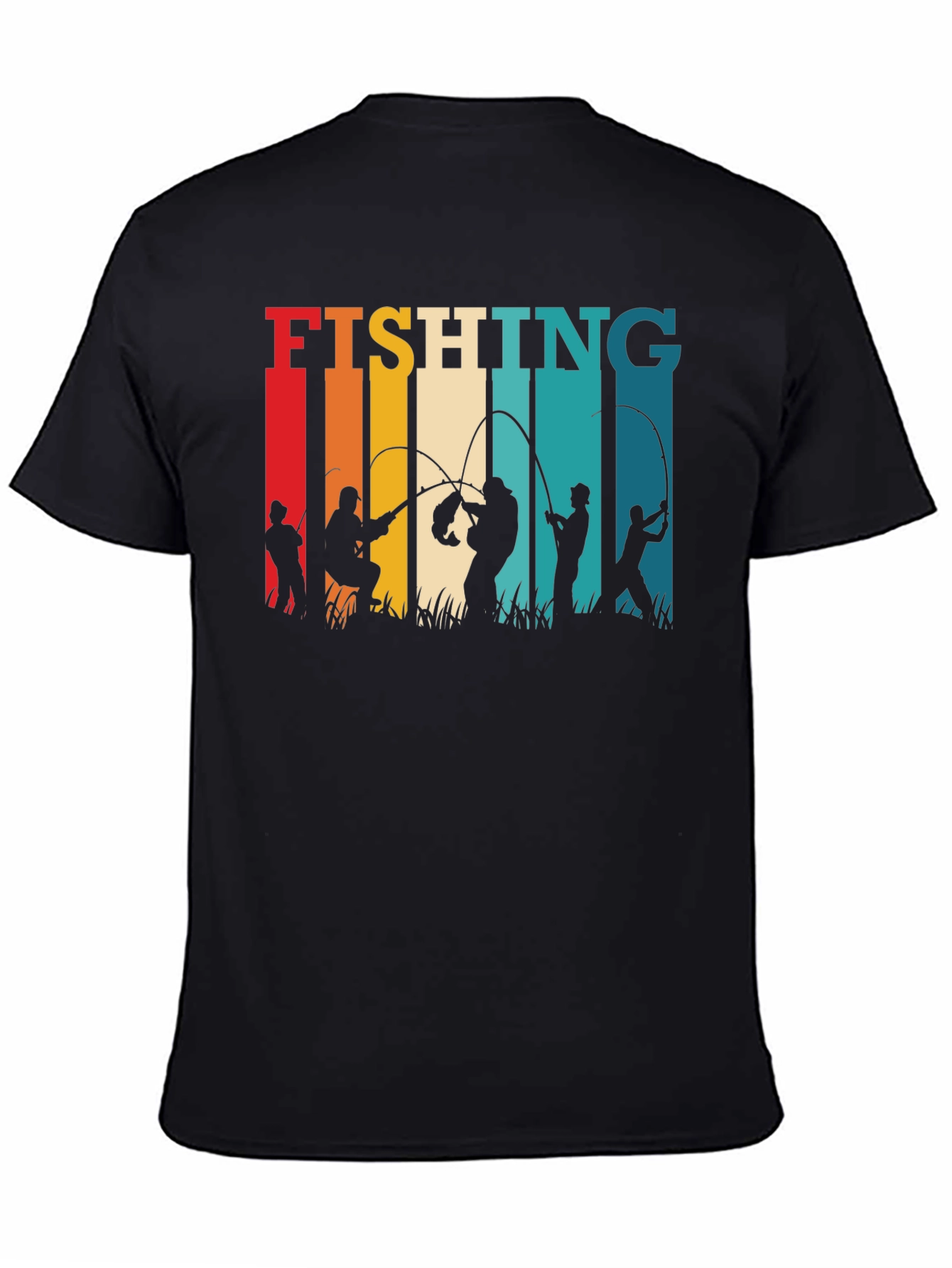 Retro Fishing T-Shirt - Angler Silhouette Design