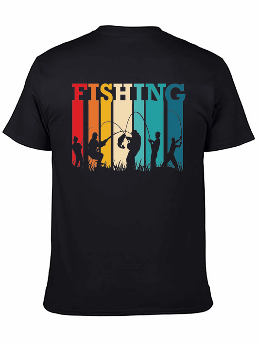 Retro Fishing T-Shirt - Angler Silhouette Design