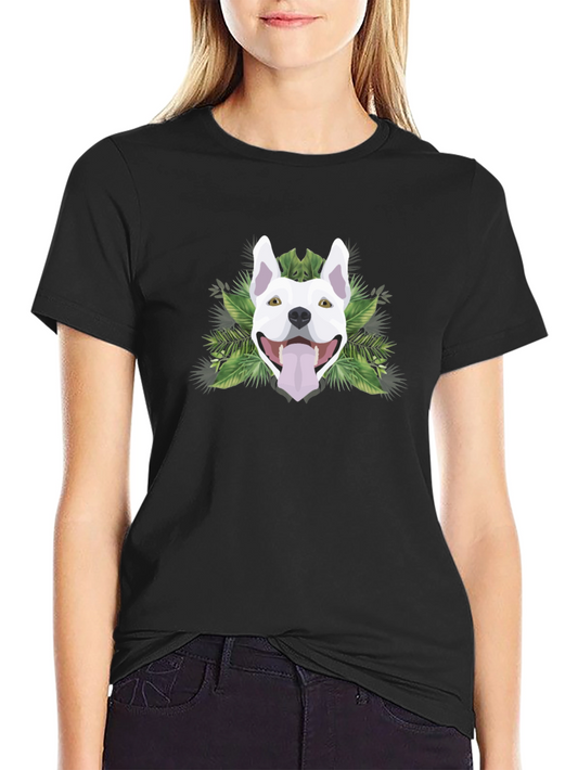Pitbull Dog Head Graphic Tee - Cool Tropical Design
