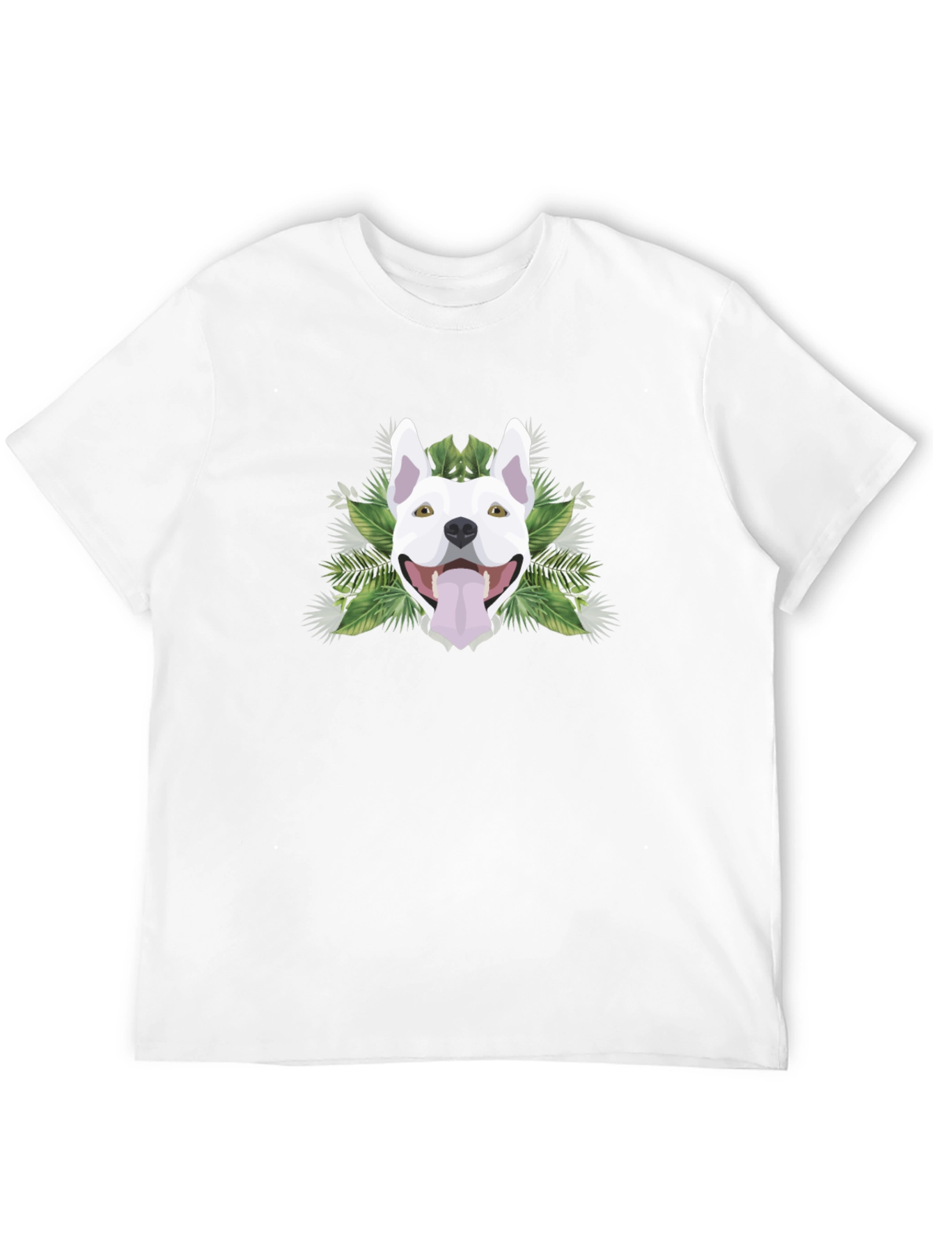 Pitbull Dog Head Graphic Tee - Cool Tropical Design