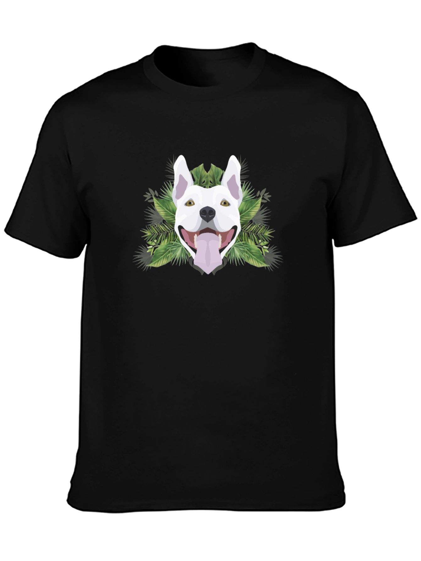 Pitbull Dog Head Graphic Tee - Cool Tropical Design