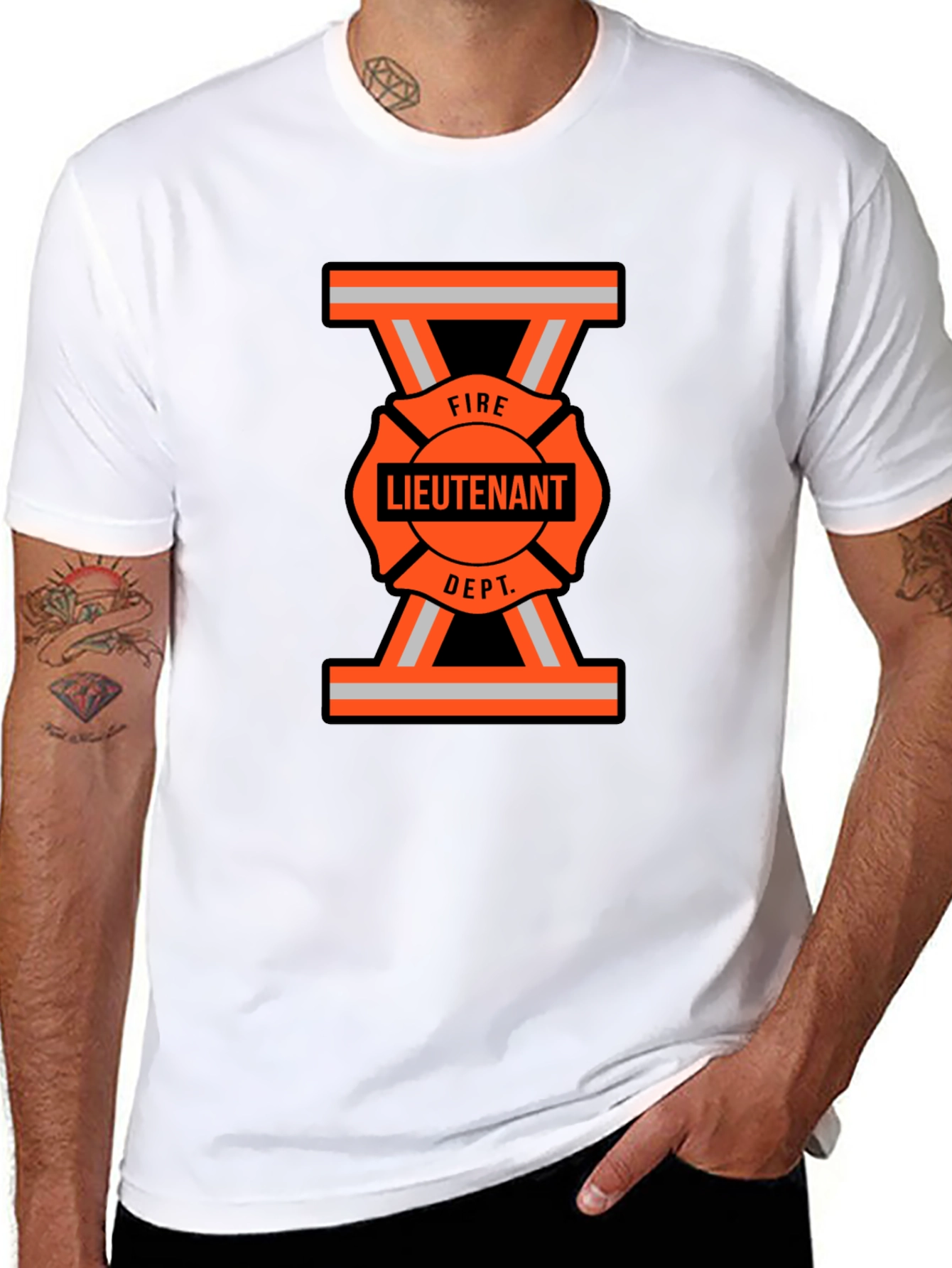 Fire Lieutenant T-Shirt - Bold Maltese Cross Design