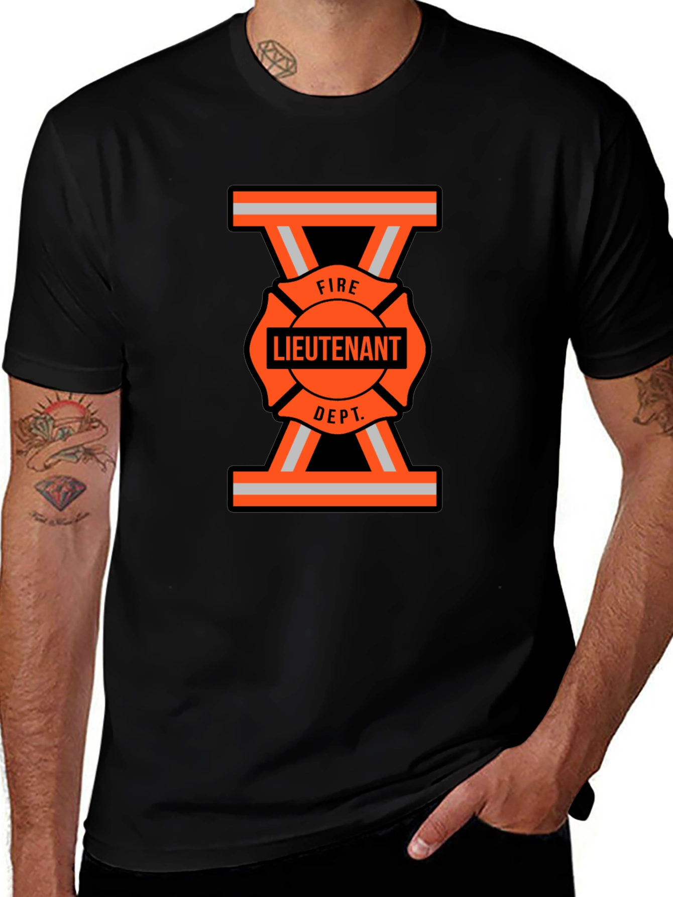 Fire Lieutenant T-Shirt - Bold Maltese Cross Design