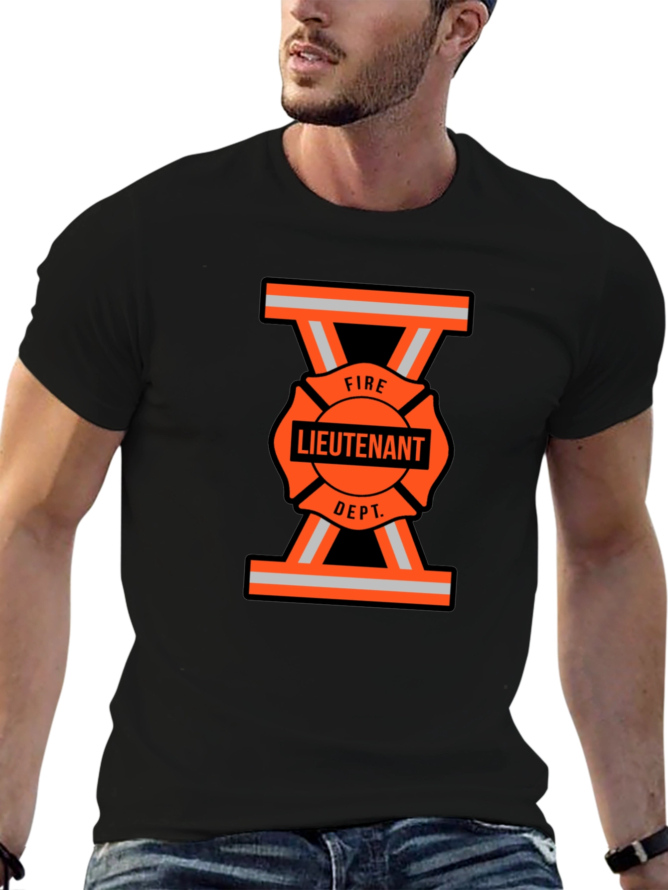 Fire Lieutenant T-Shirt - Bold Maltese Cross Design