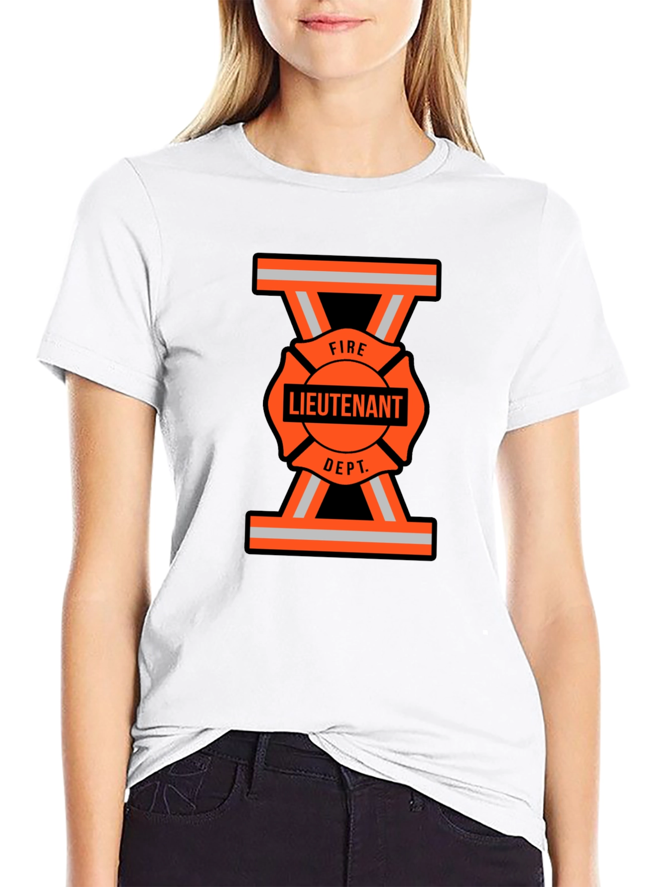 Fire Lieutenant T-Shirt - Bold Maltese Cross Design