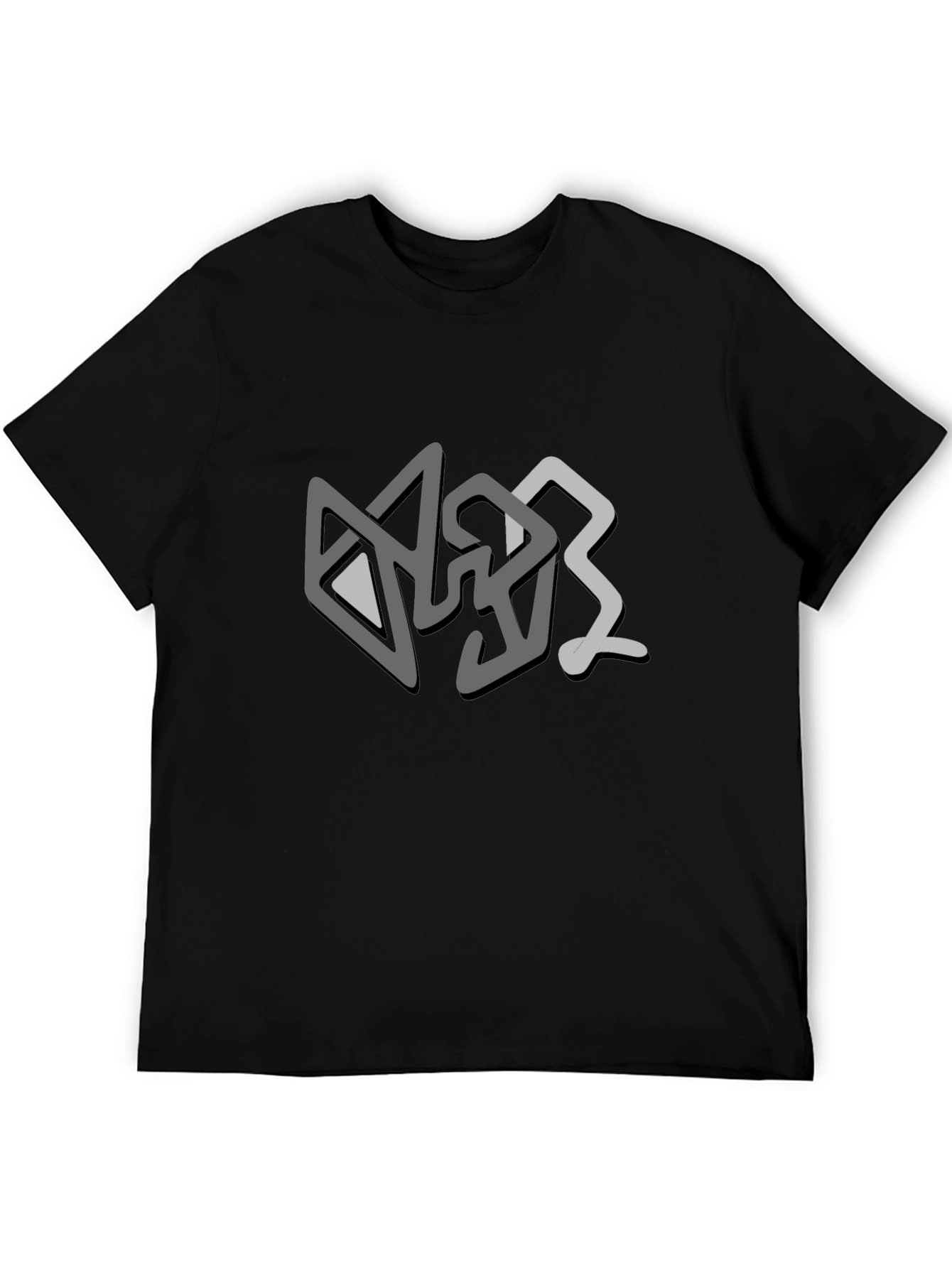 Abstract Graphic Print Mens T-Shirt - Casual Black Tee