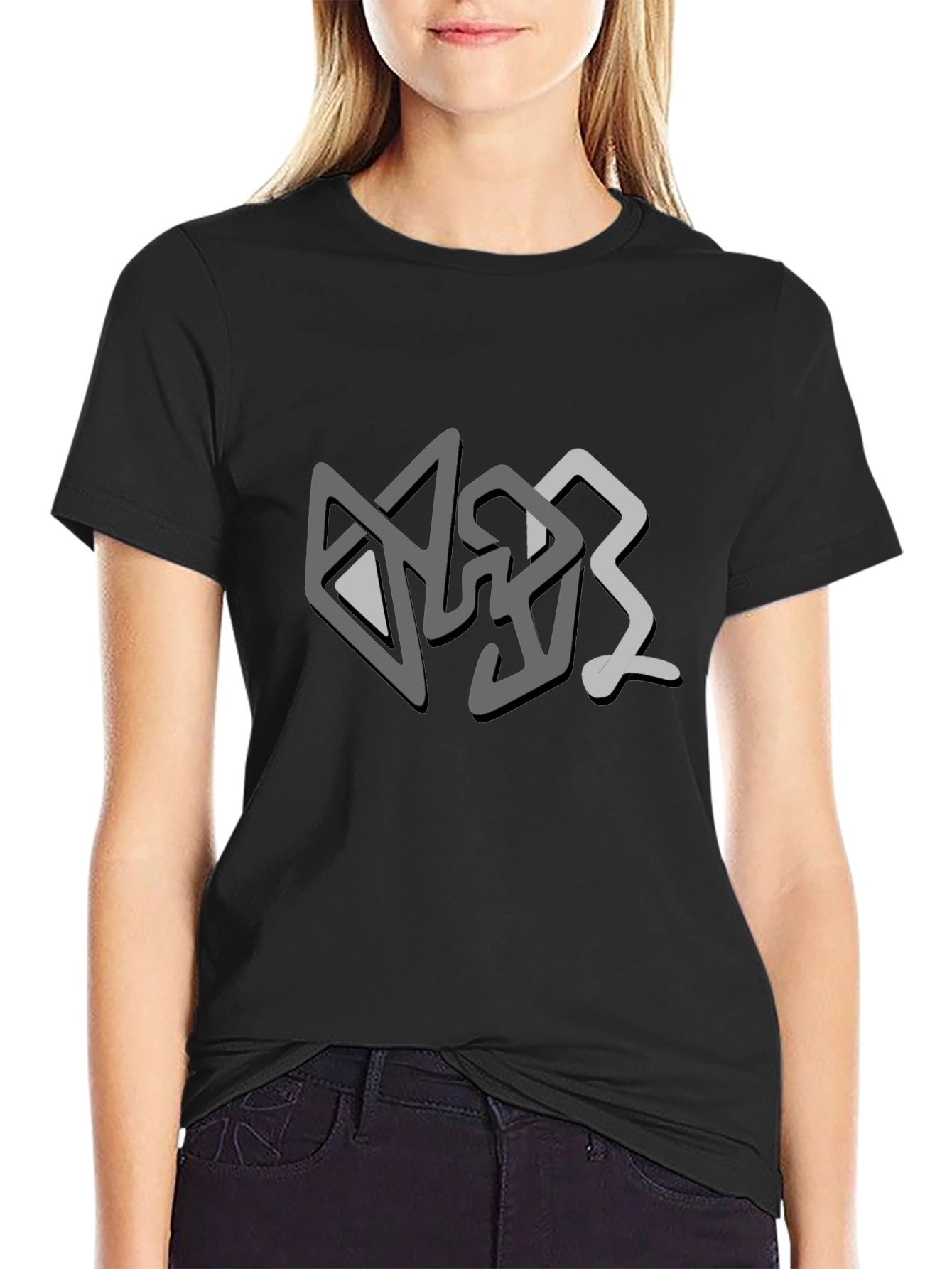 Abstract Graphic Print Mens T-Shirt - Casual Black Tee