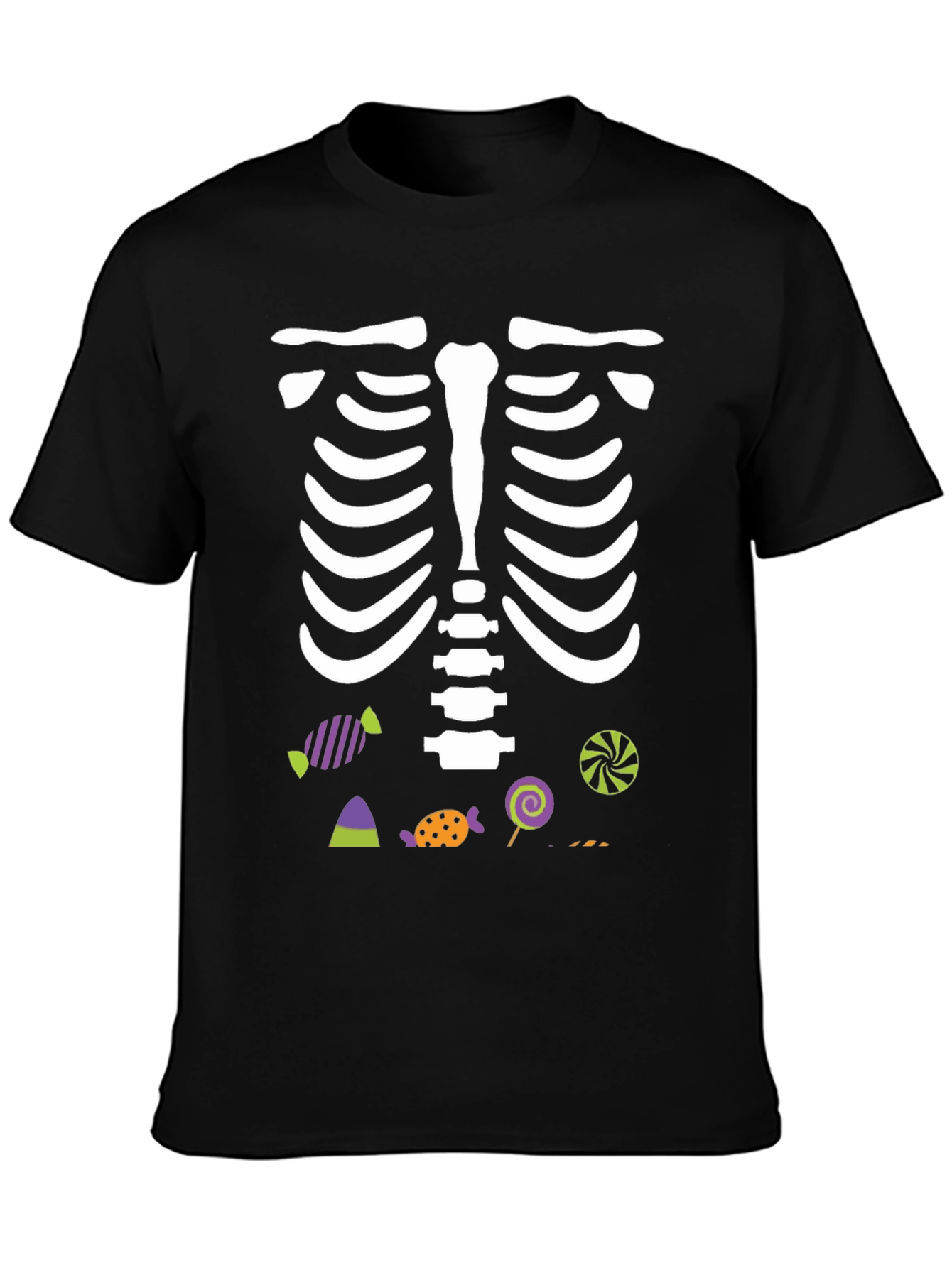 Skeleton & Candy Graphic Tee - Halloween Fun
