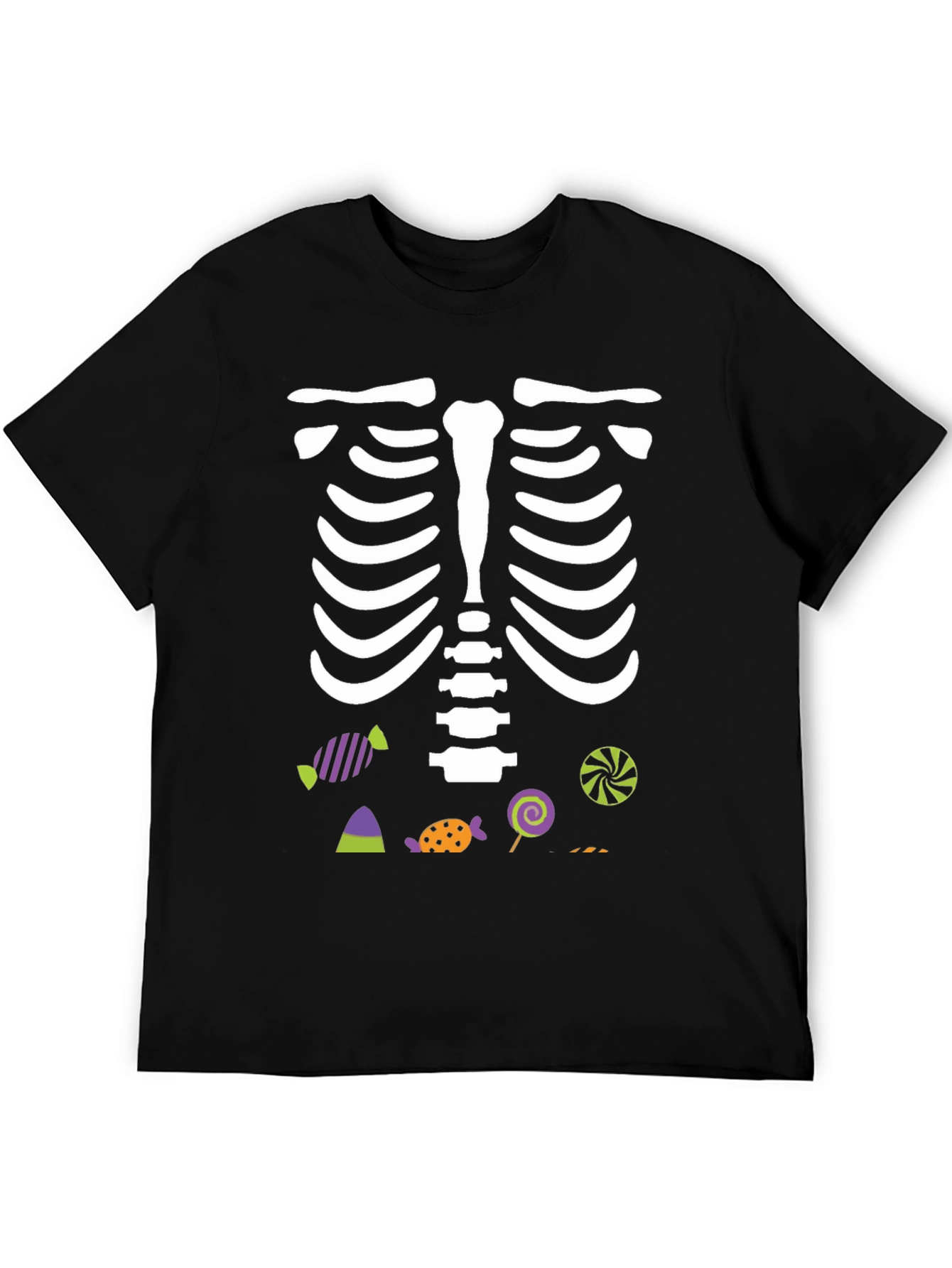 Skeleton & Candy Graphic Tee - Halloween Fun