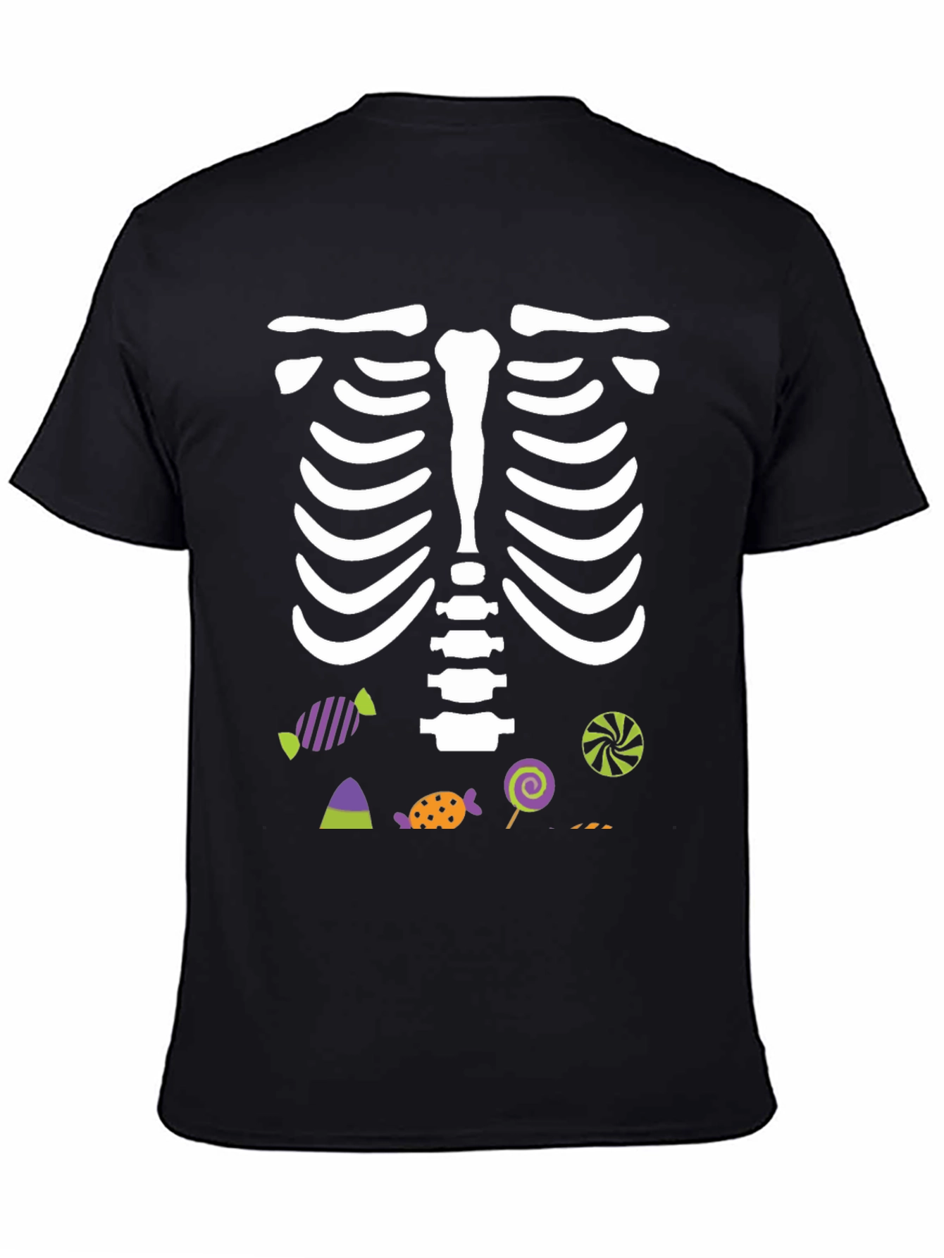 Skeleton & Candy Graphic Tee - Halloween Fun