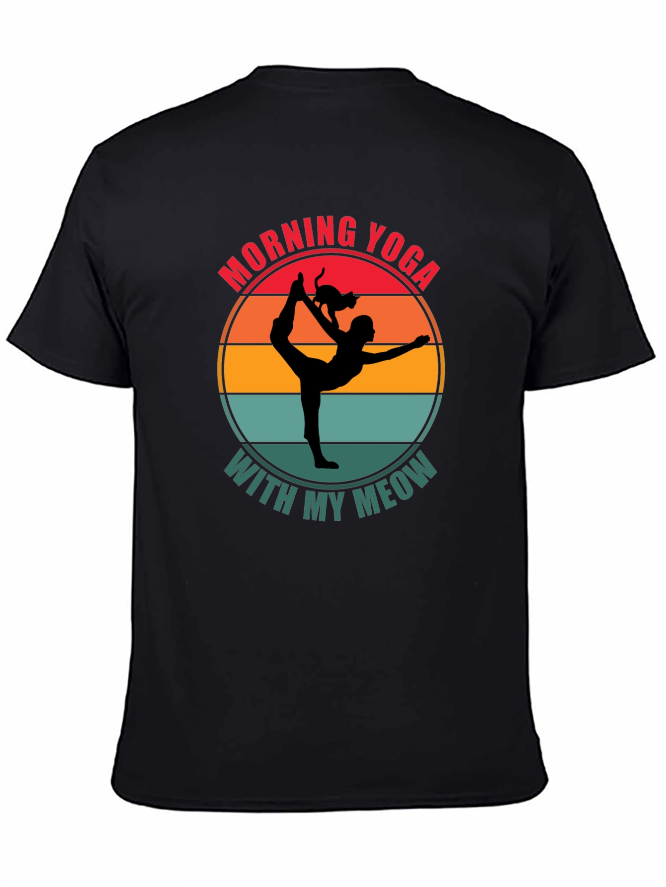 Morning Yoga With My Meow Black T-Shirt