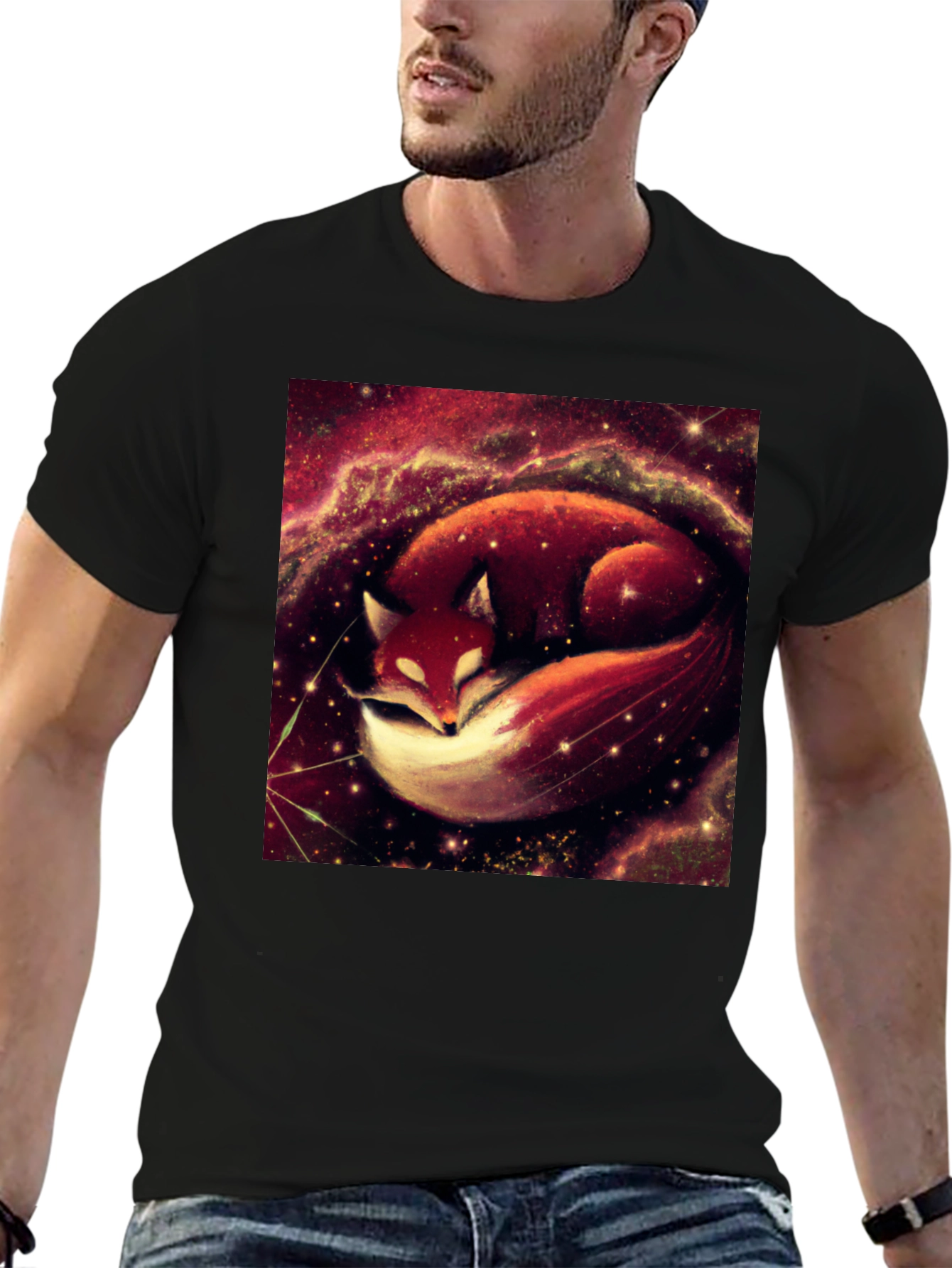 Cosmic Fox Graphic Tee - Unisex Black T-Shirt