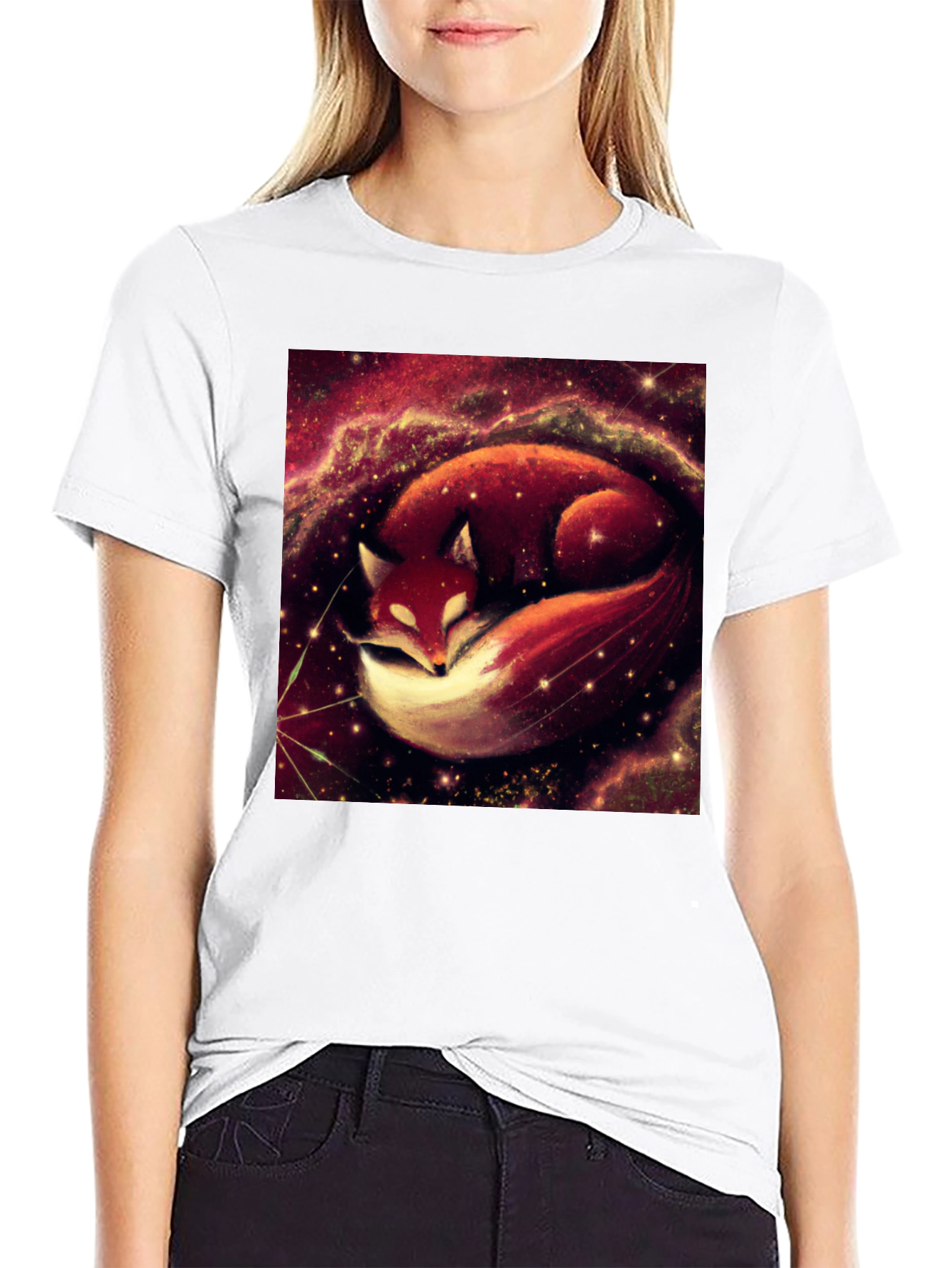 Cosmic Fox Graphic Tee - Unisex Black T-Shirt