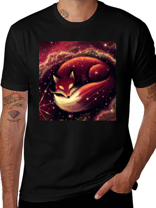Cosmic Fox Graphic Tee - Unisex Black T-Shirt