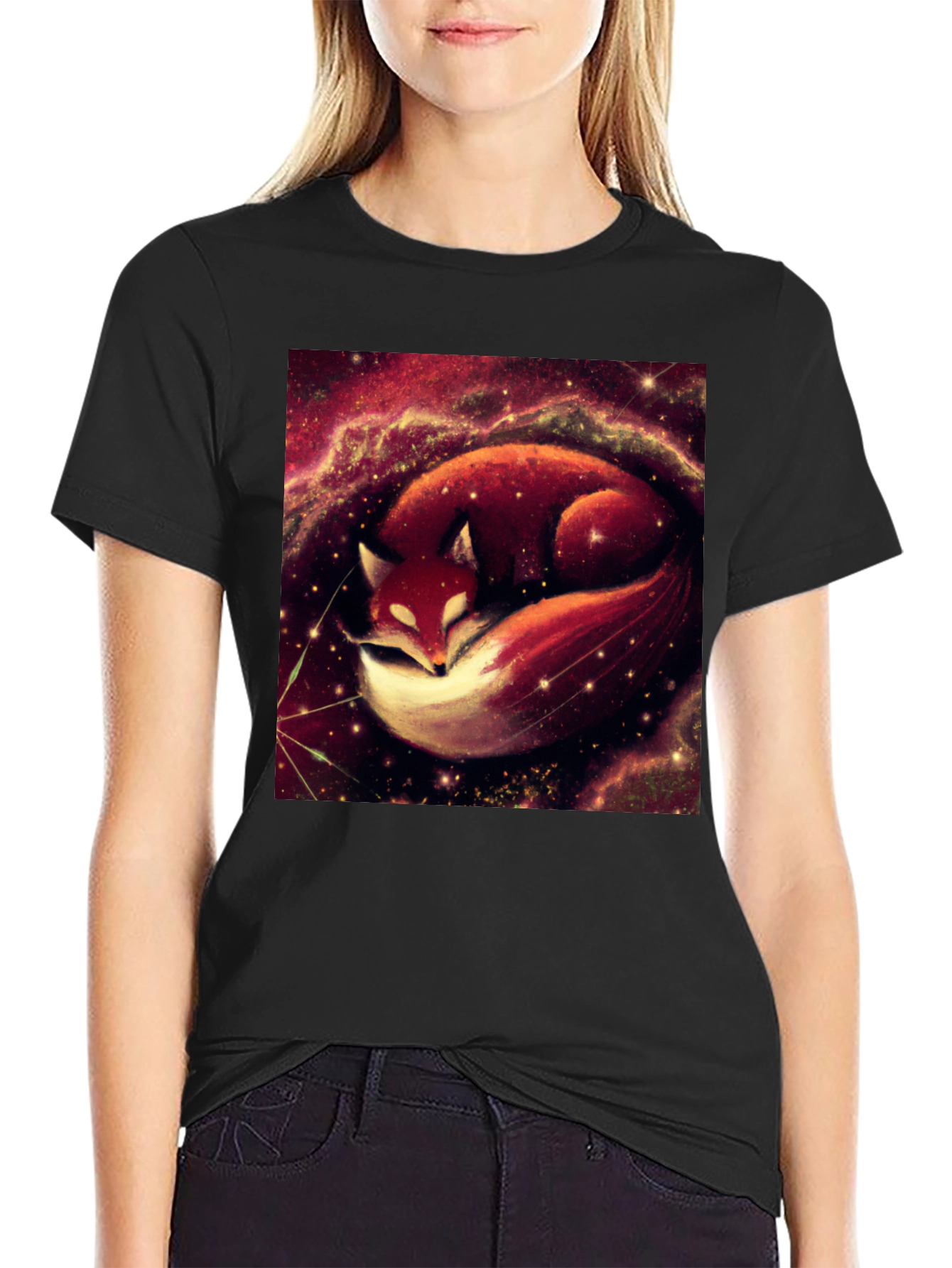 Cosmic Fox Graphic Tee - Unisex Black T-Shirt