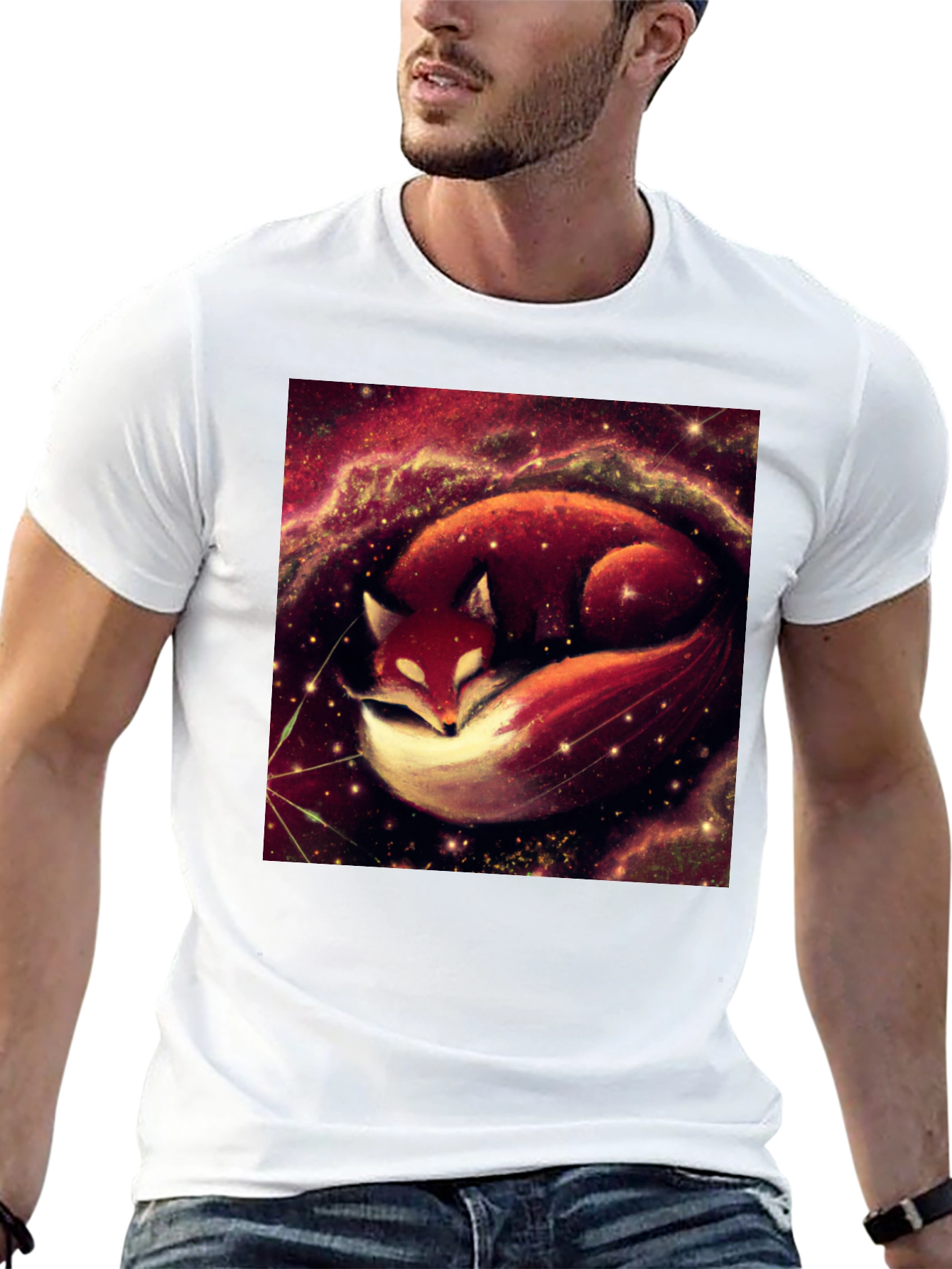Cosmic Fox Graphic Tee - Unisex Black T-Shirt
