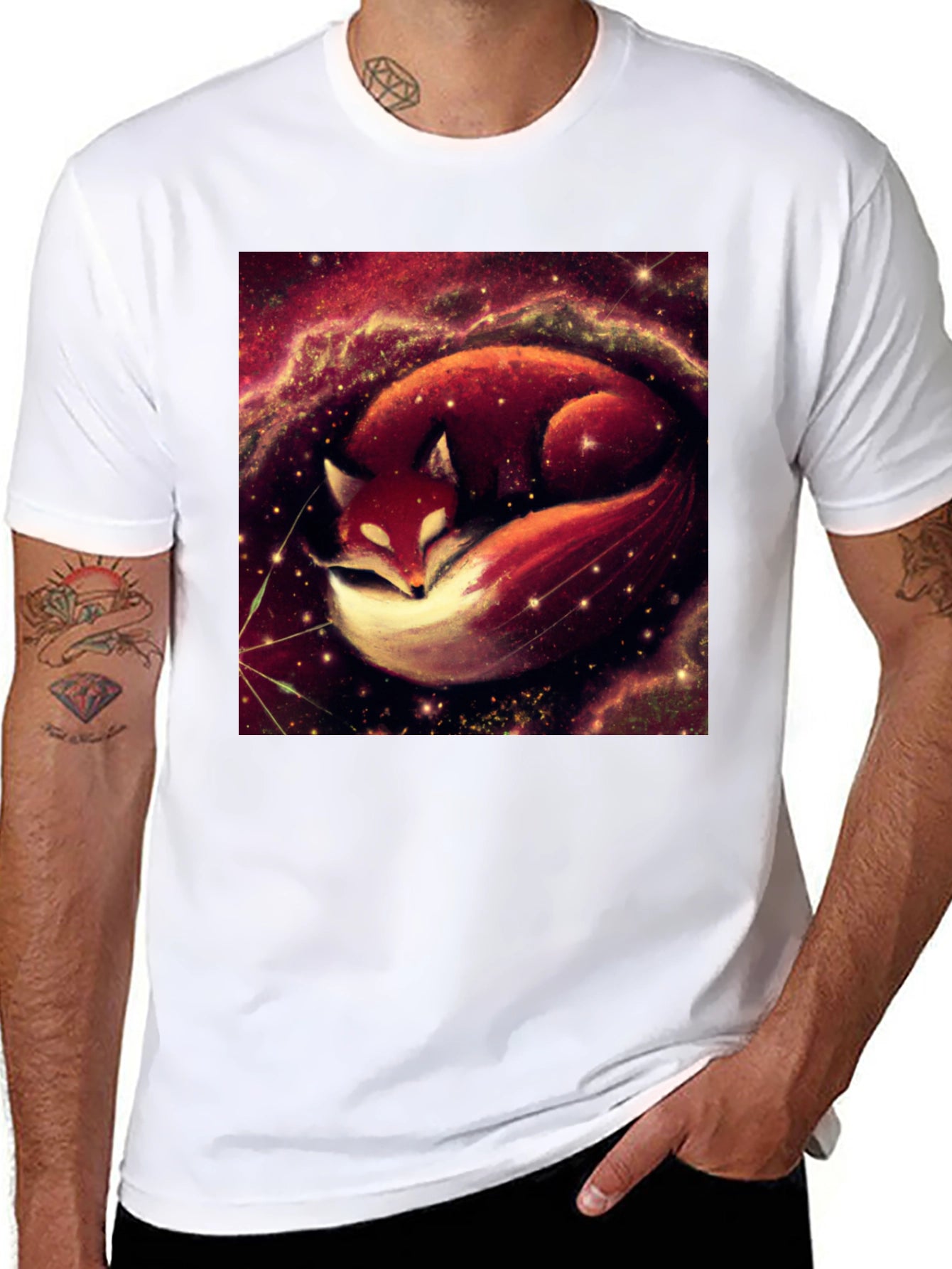 Cosmic Fox Graphic Tee - Unisex Black T-Shirt