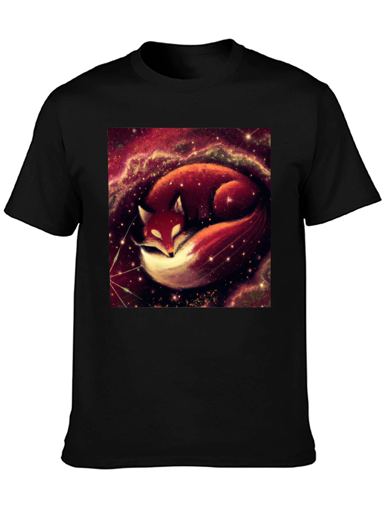 Cosmic Fox Graphic Tee - Unisex Black T-Shirt