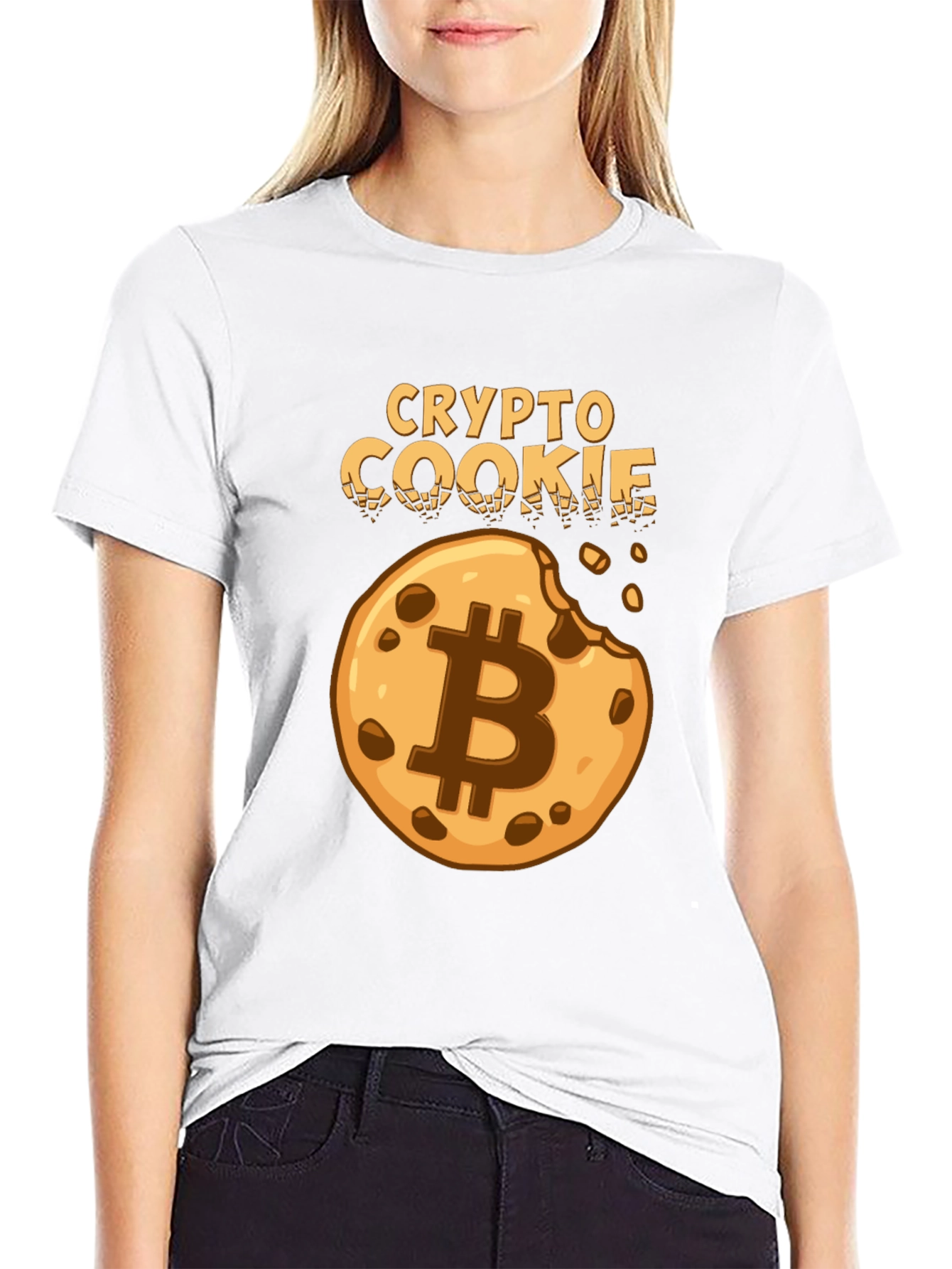 Crypto Cookie Black T-Shirt Bitcoin Design