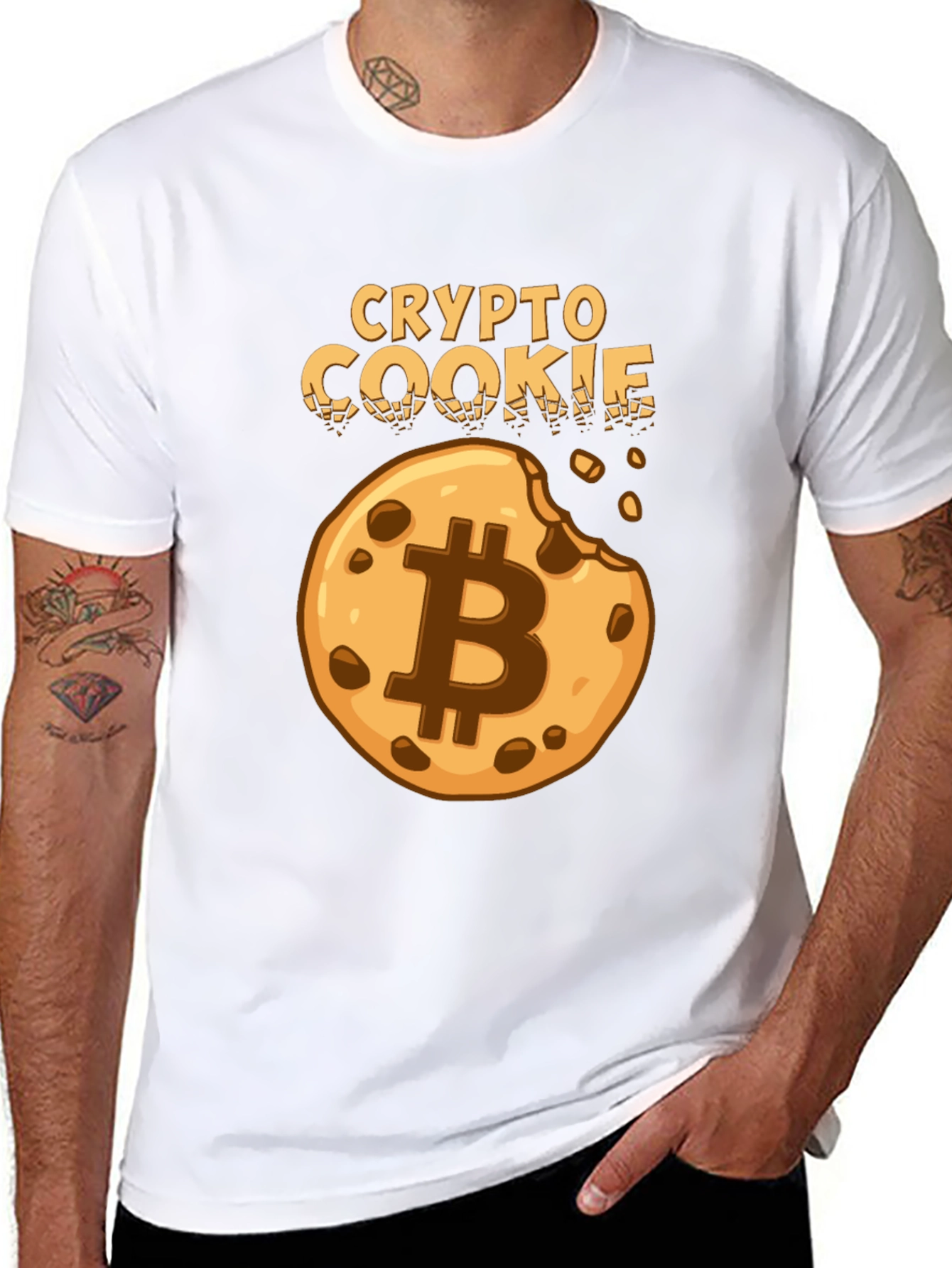 Crypto Cookie Black T-Shirt Bitcoin Design