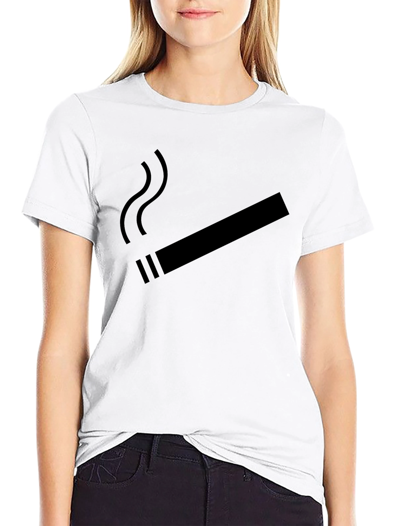 Smoking Cigarette Graphic Tee - Casual Black T-Shirt