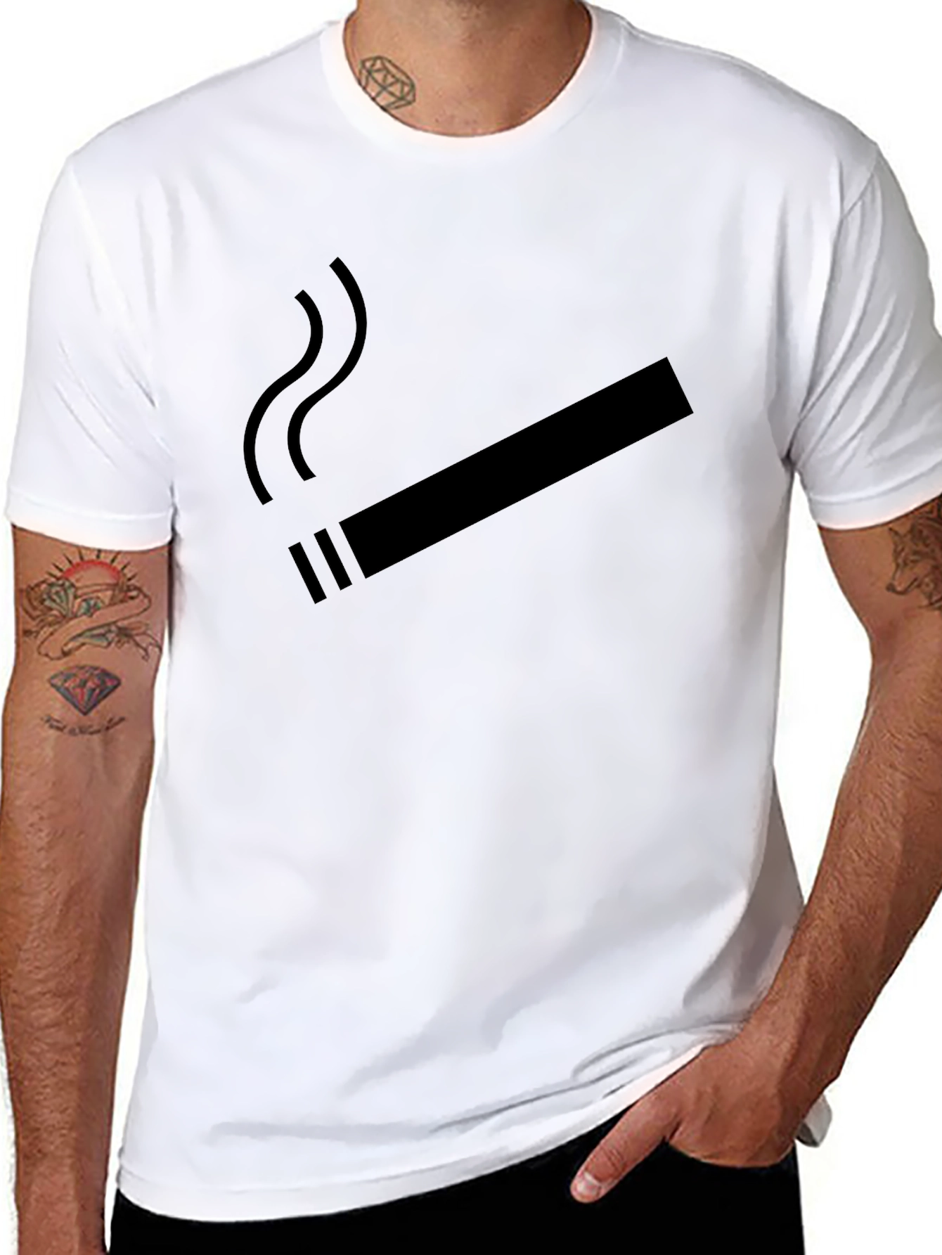 Smoking Cigarette Graphic Tee - Casual Black T-Shirt