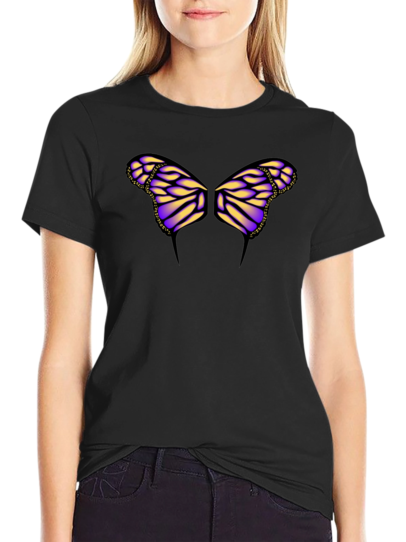 Butterfly Wings Graphic Black T-Shirt