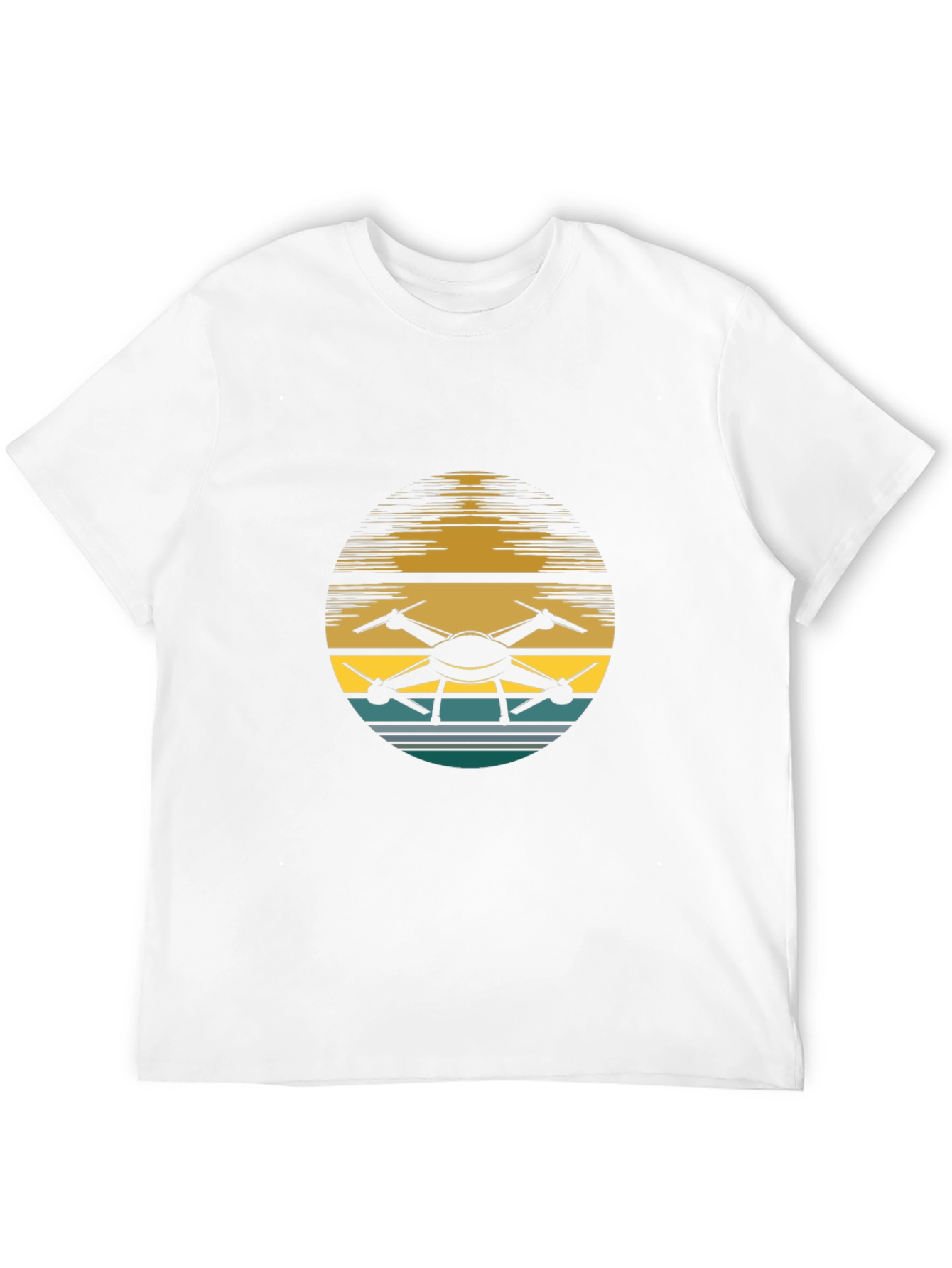 Drone Sunset Graphic Tee - Black Casual Shirt
