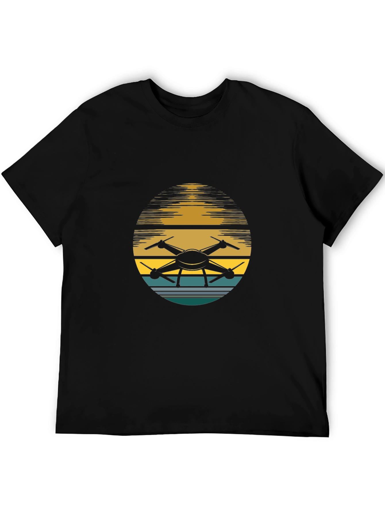 Drone Sunset Graphic Tee - Black Casual Shirt