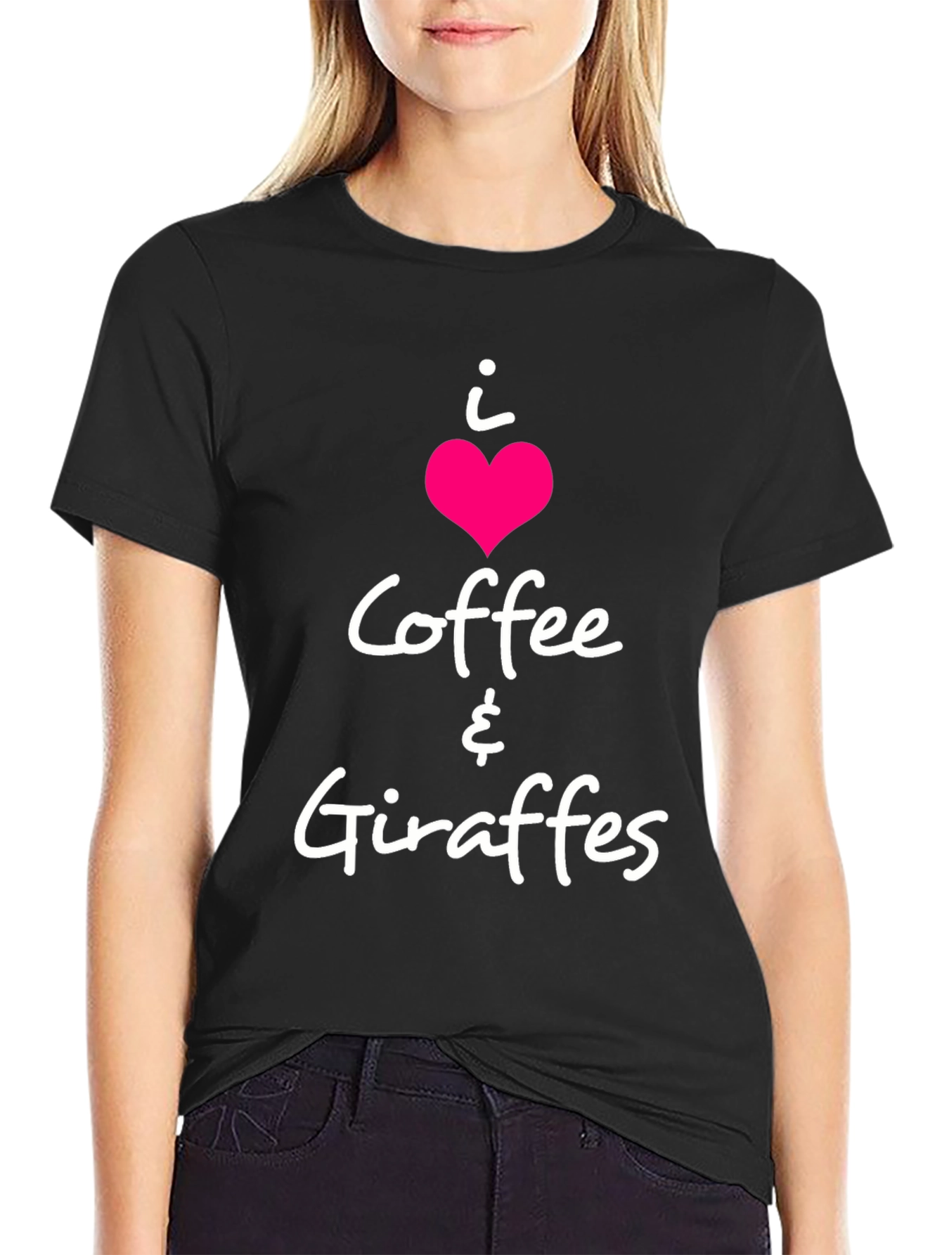 I Heart Coffee & Giraffes Black T-Shirt