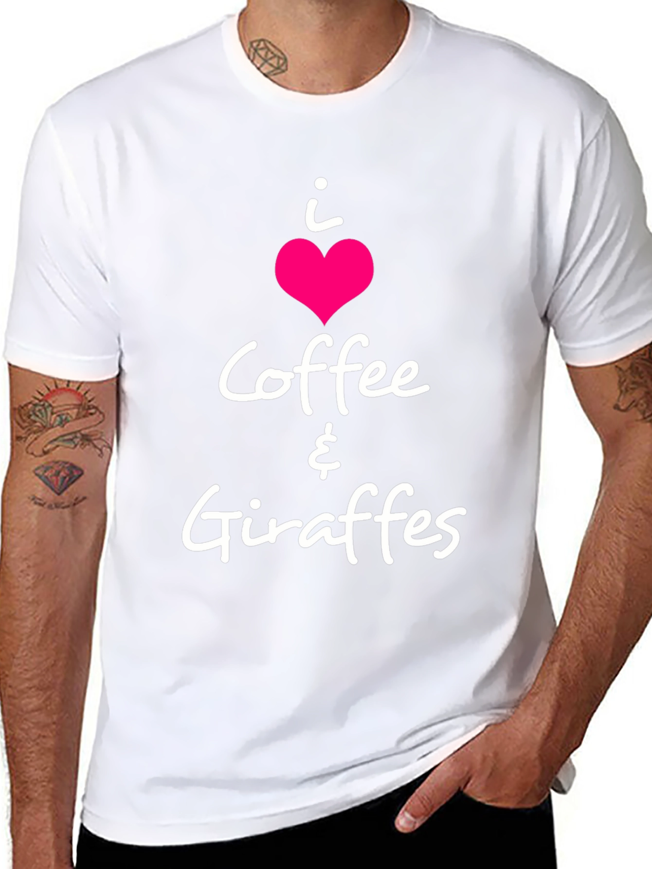 I Heart Coffee & Giraffes Black T-Shirt