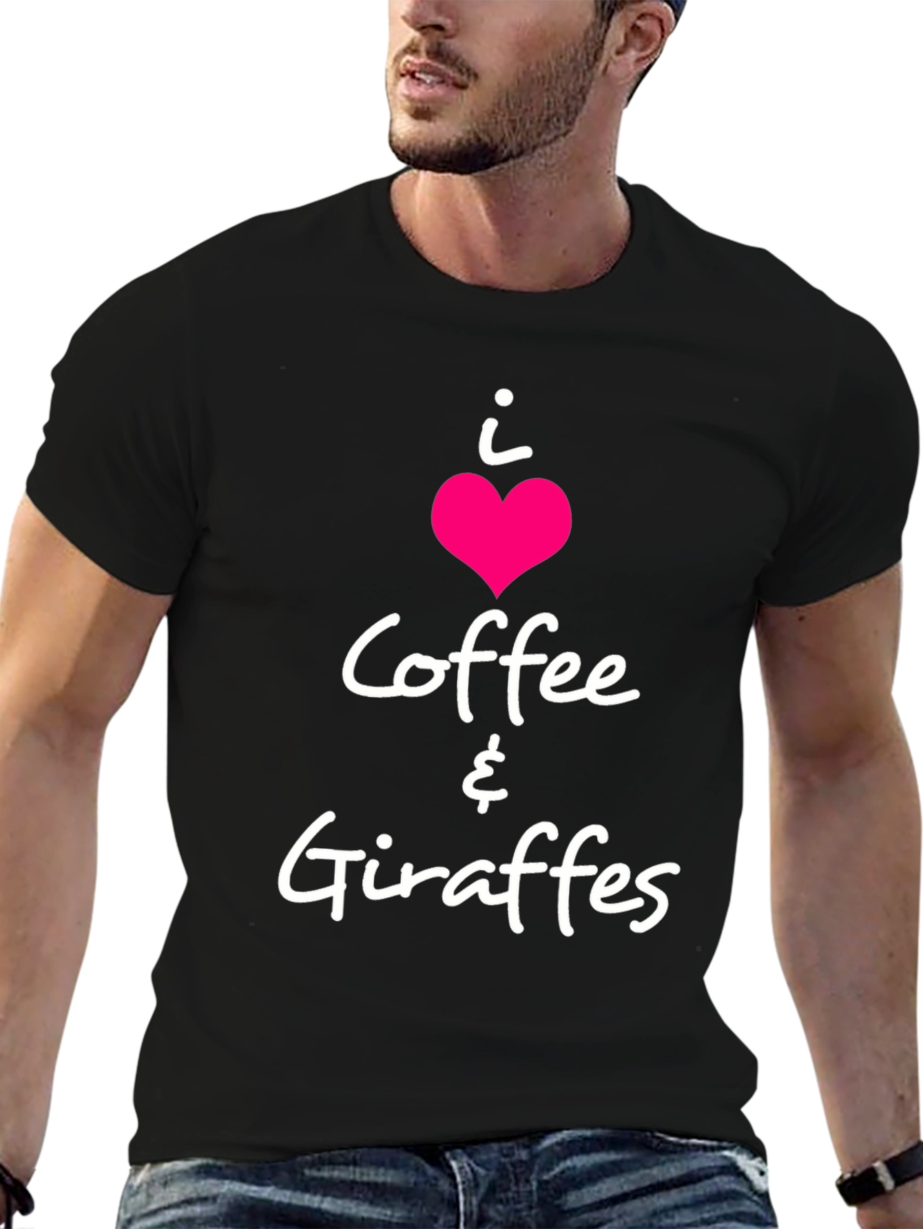 I Heart Coffee & Giraffes Black T-Shirt