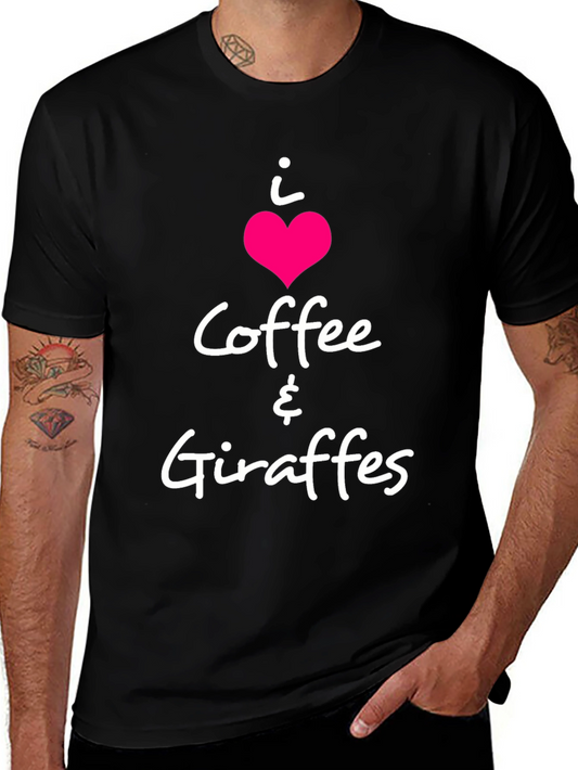 I Heart Coffee & Giraffes Black T-Shirt