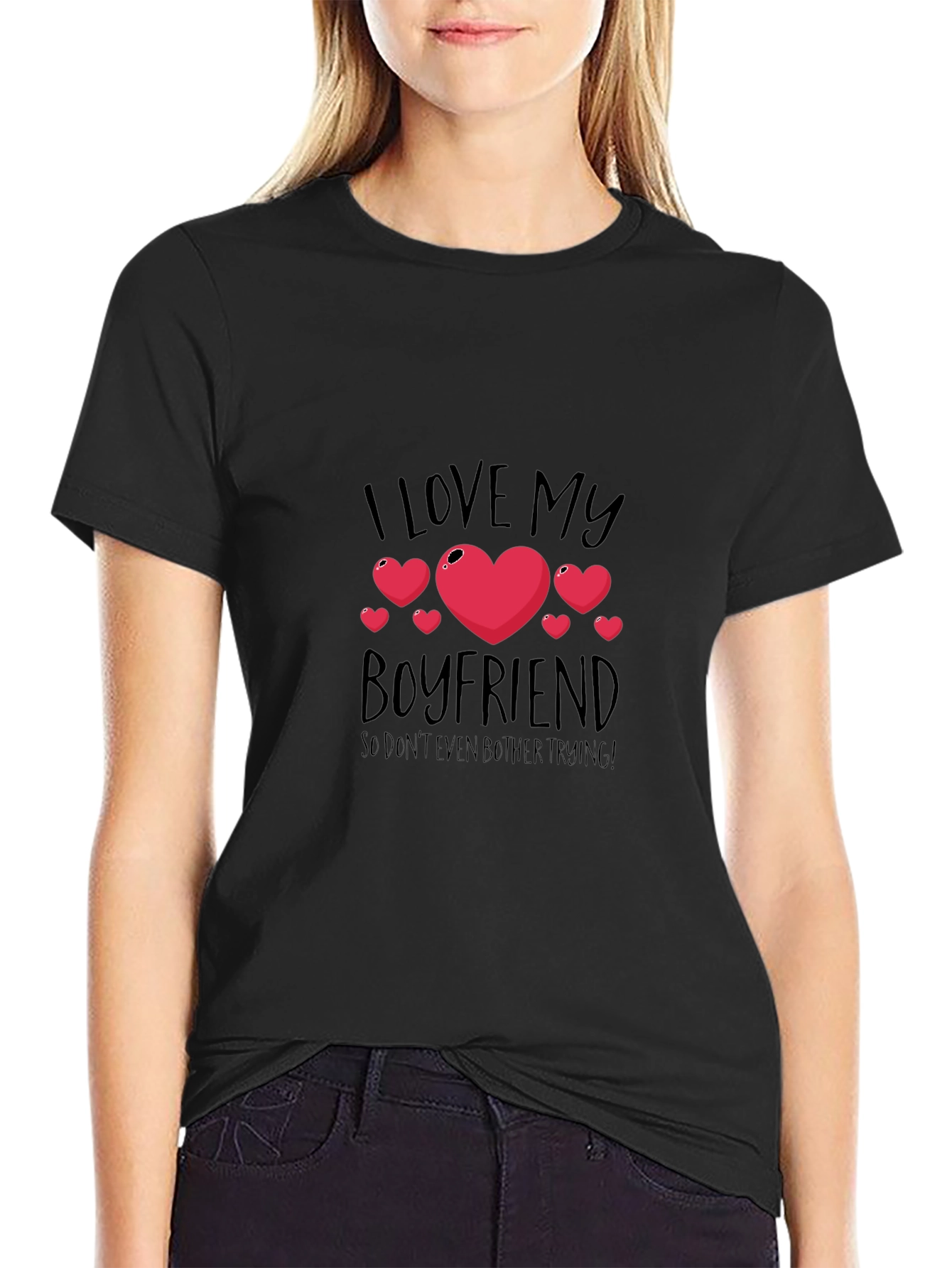 I Love My Boyfriend Graphic Tee - Black