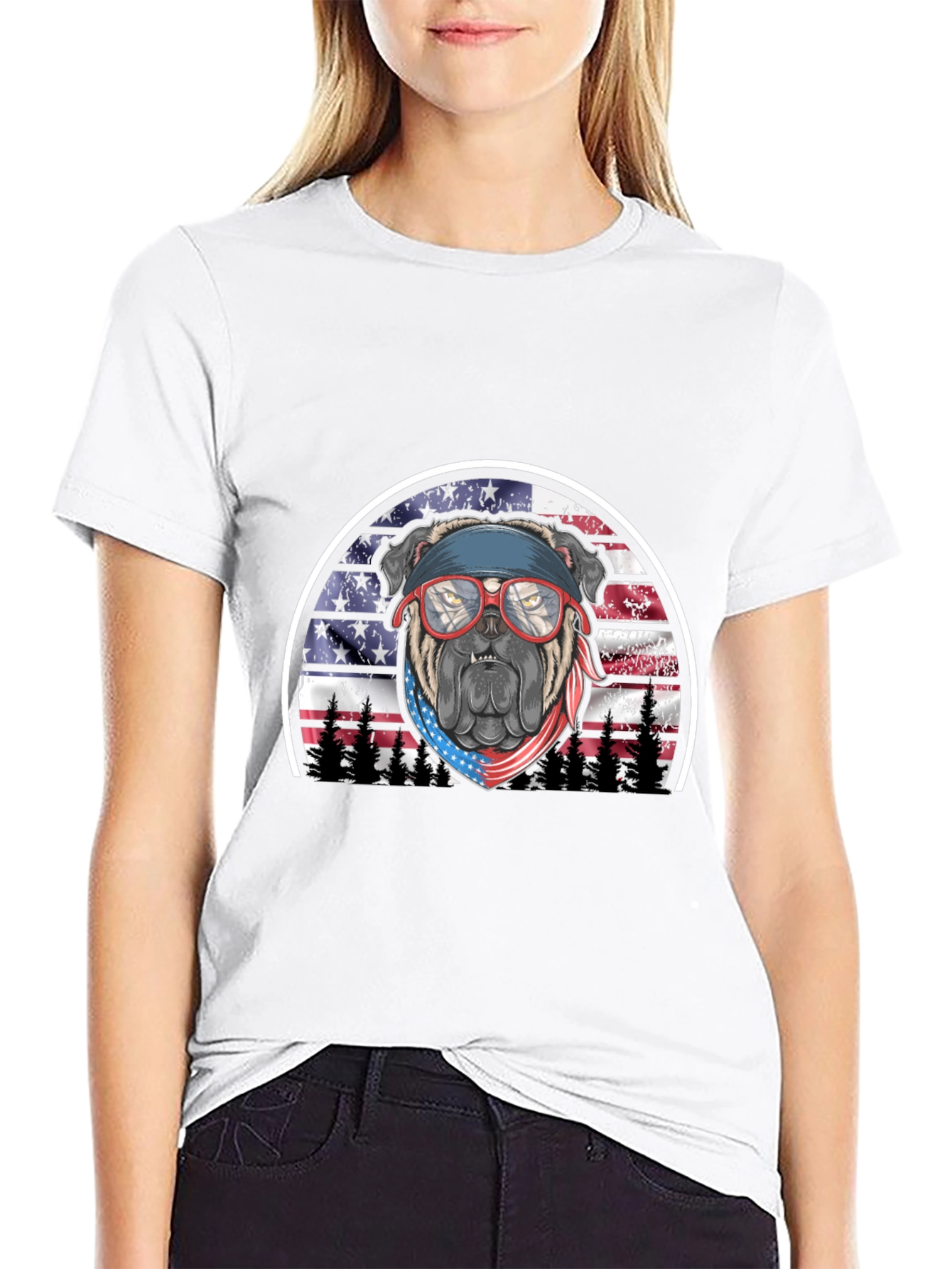 Patriotic Bulldog Graphic Tee - American Pride