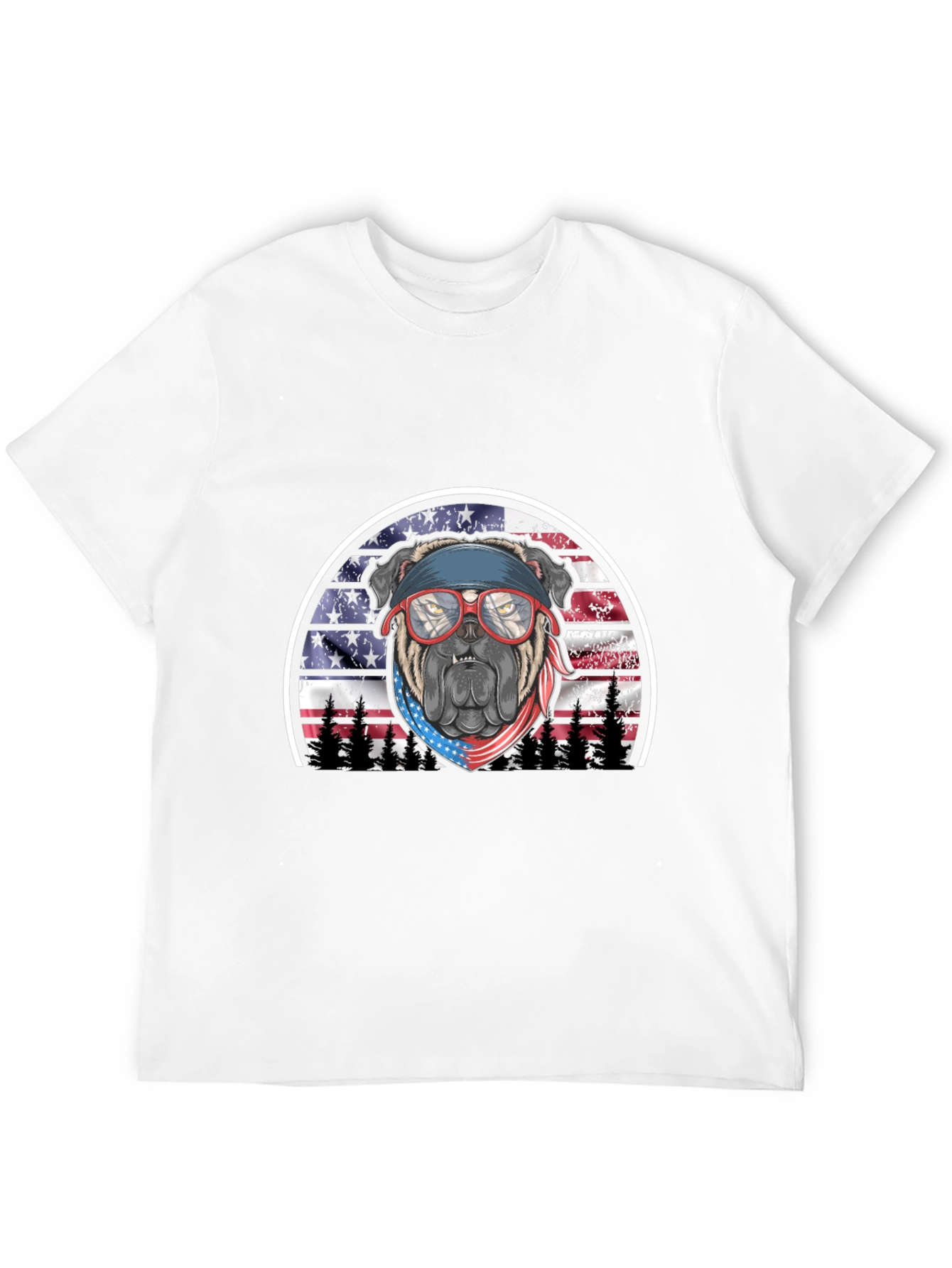 Patriotic Bulldog Graphic Tee - American Pride