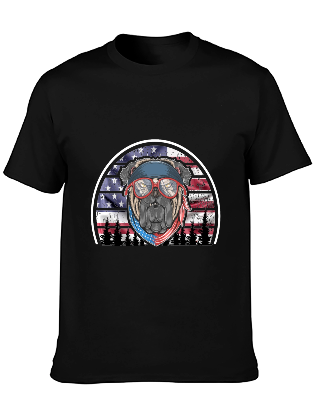 Patriotic Bulldog Graphic Tee - American Pride