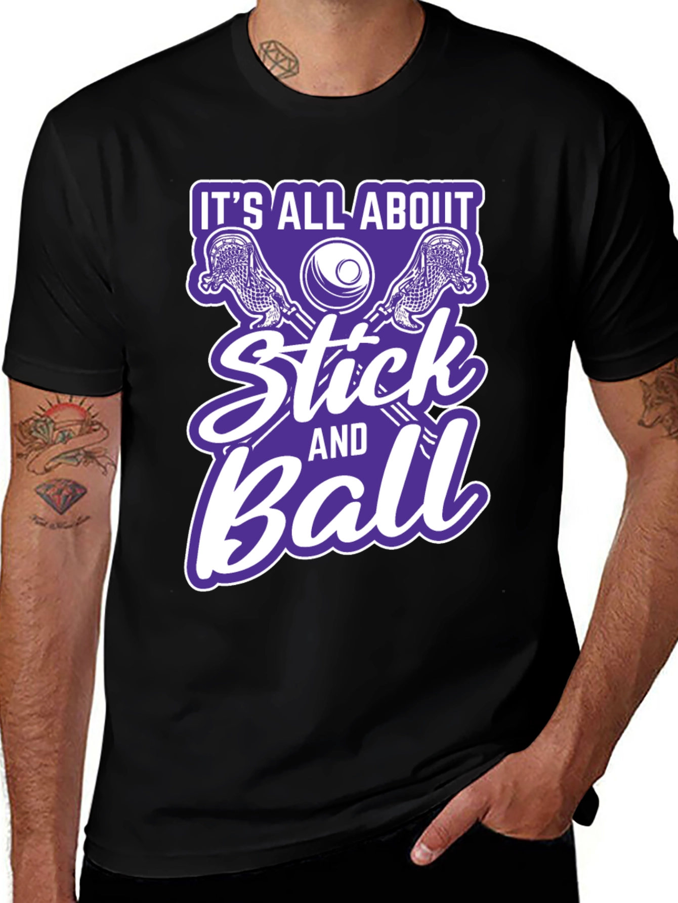 Lacrosse Stick and Ball Graphic T-Shirt