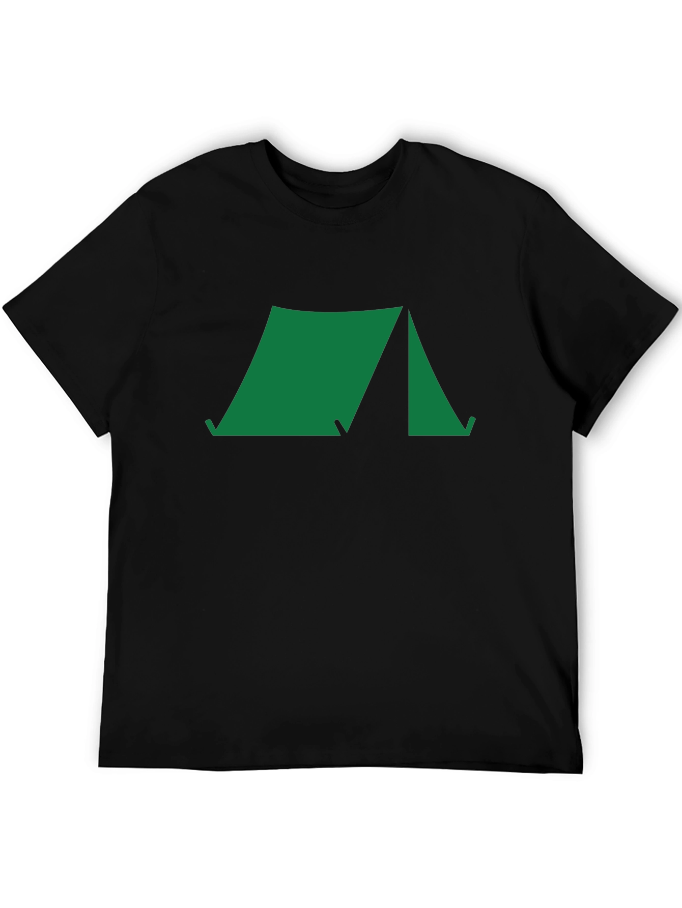 Green Tent Graphic Black T-Shirt