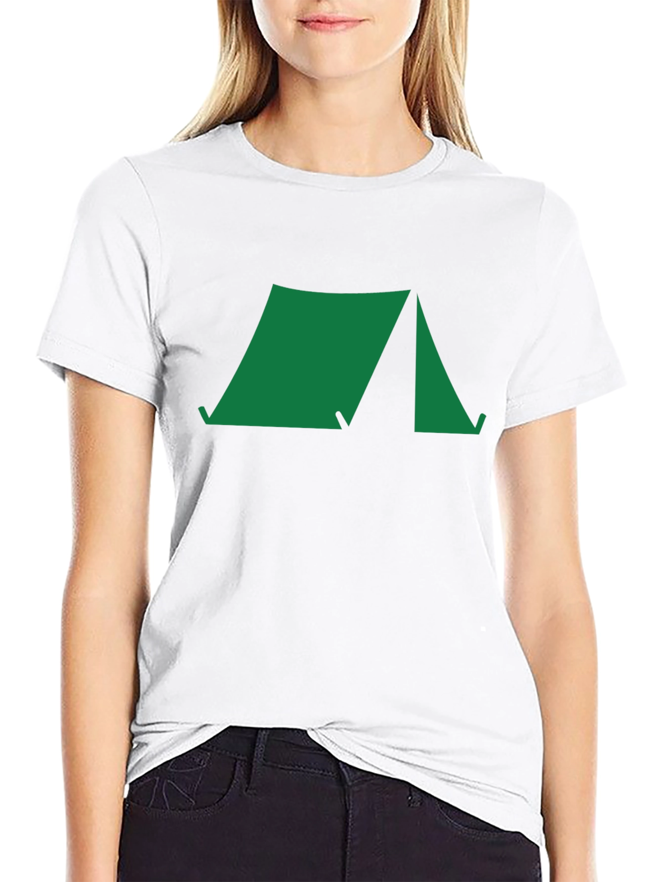 Green Tent Graphic Black T-Shirt