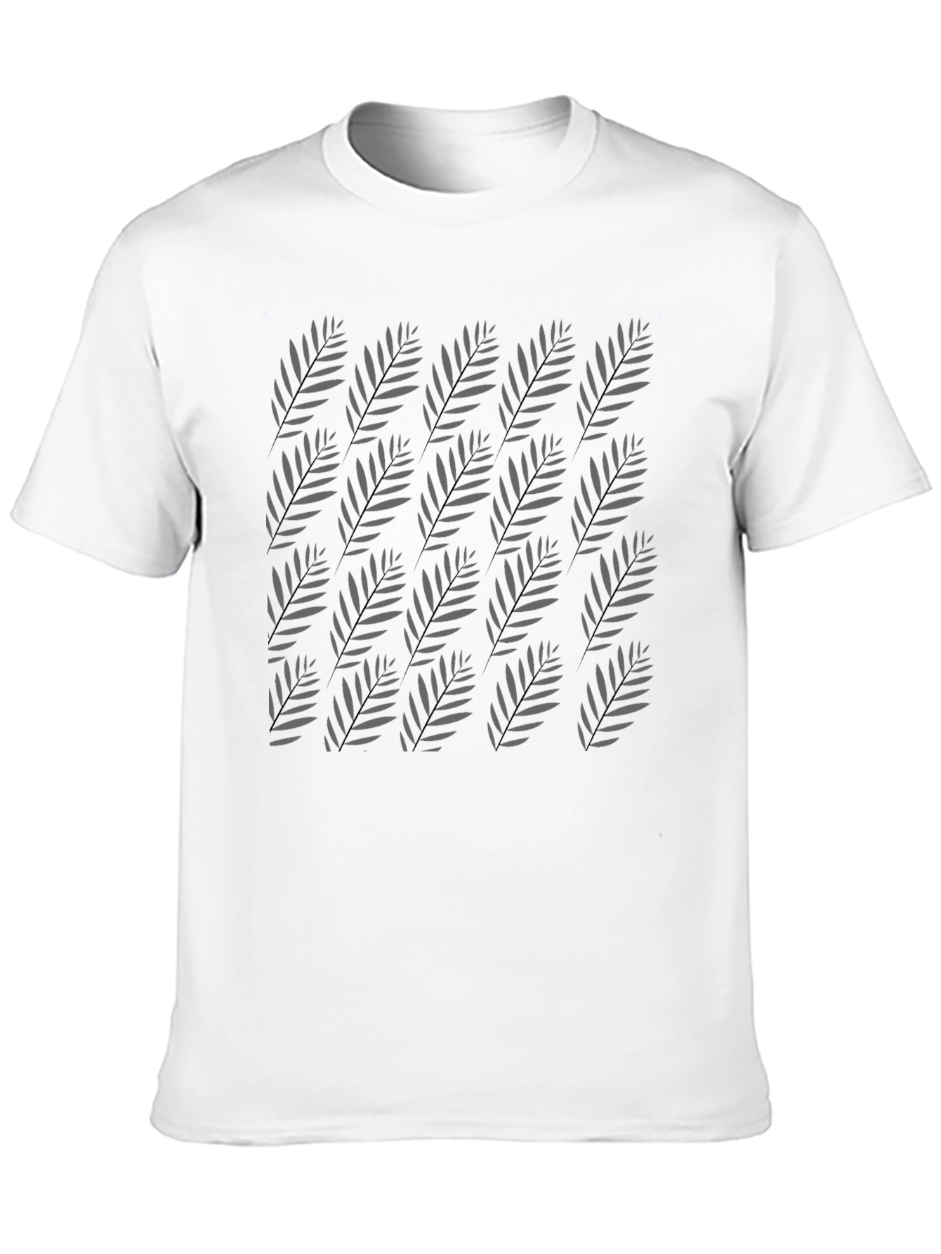 Tropical Leaf Pattern Black T-Shirt