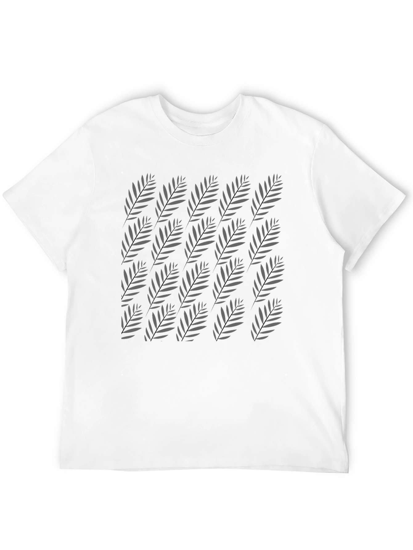 Tropical Leaf Pattern Black T-Shirt