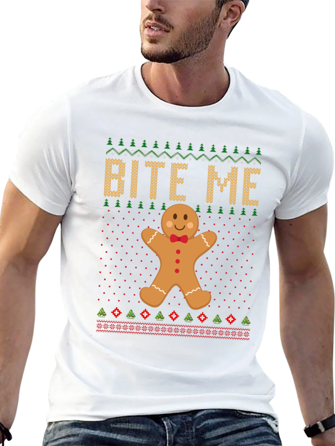 Bite Me Gingerbread Man Christmas T-Shirt
