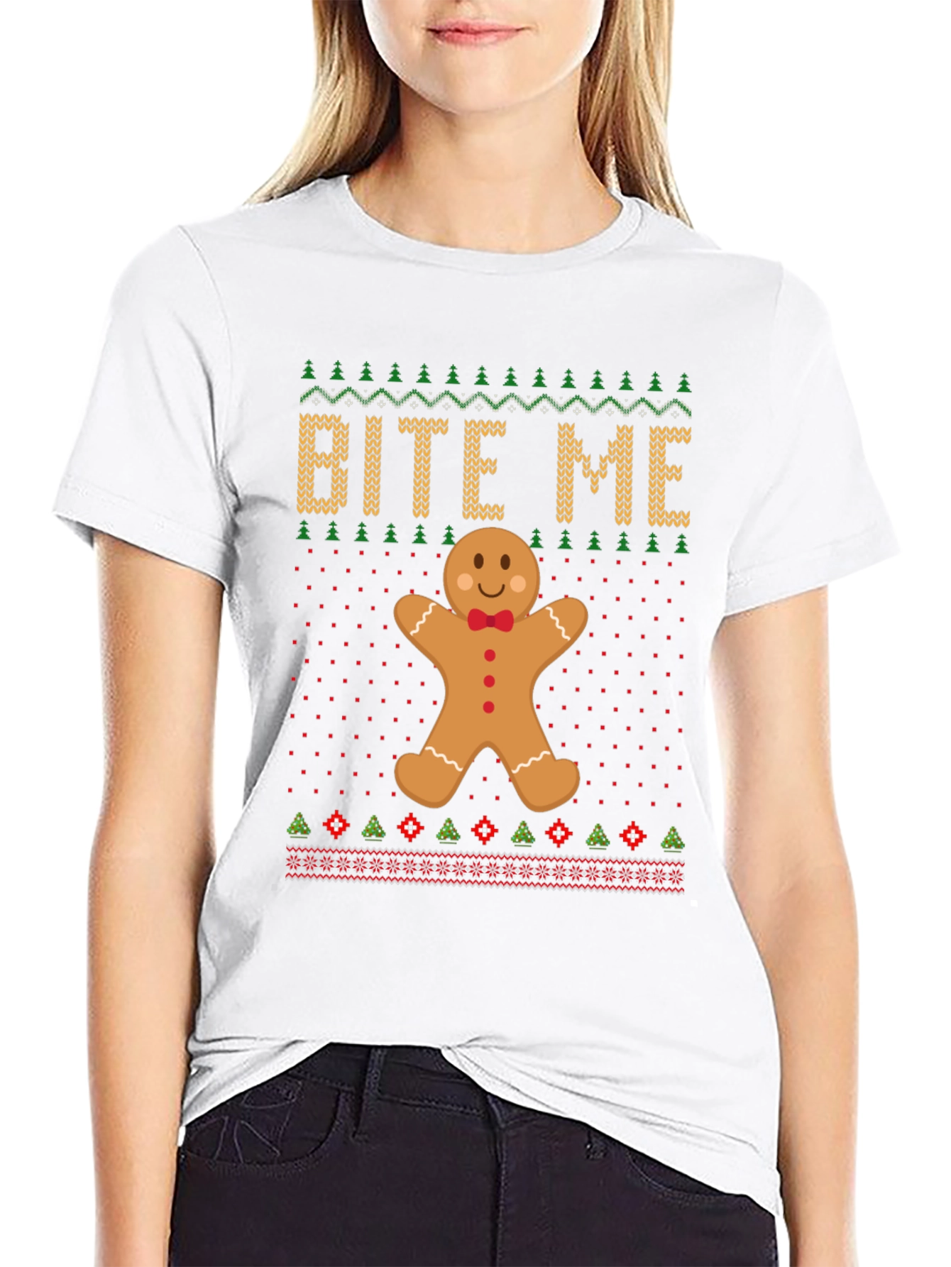 Bite Me Gingerbread Man Christmas T-Shirt