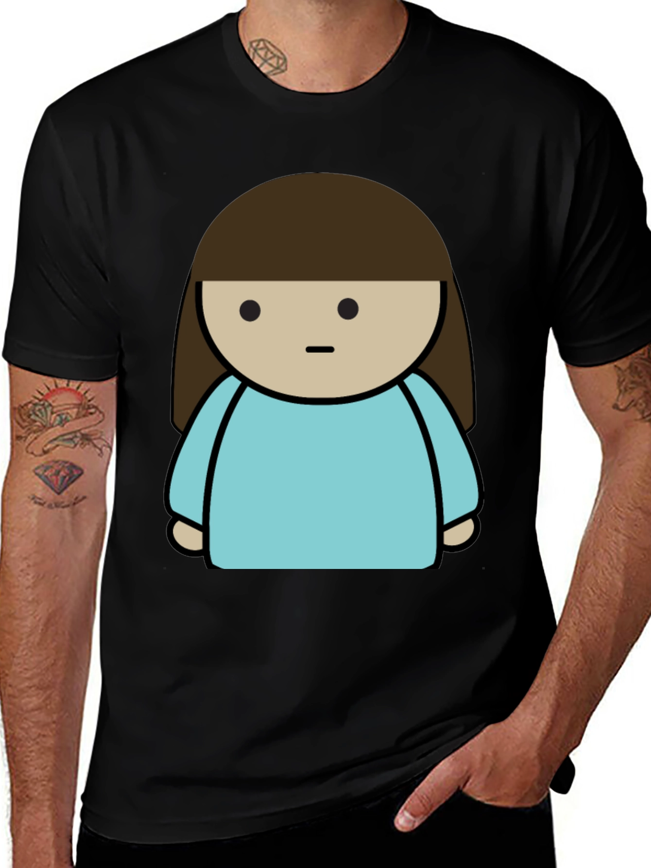 Cartoon Character Black T-Shirt