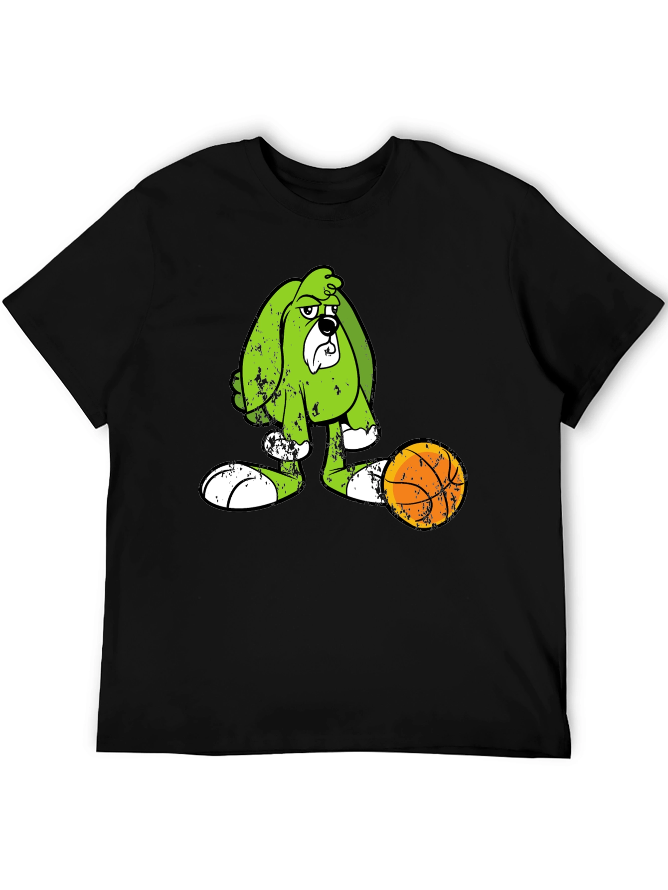 Cartoon Dog Graphic Print Black T-Shirt