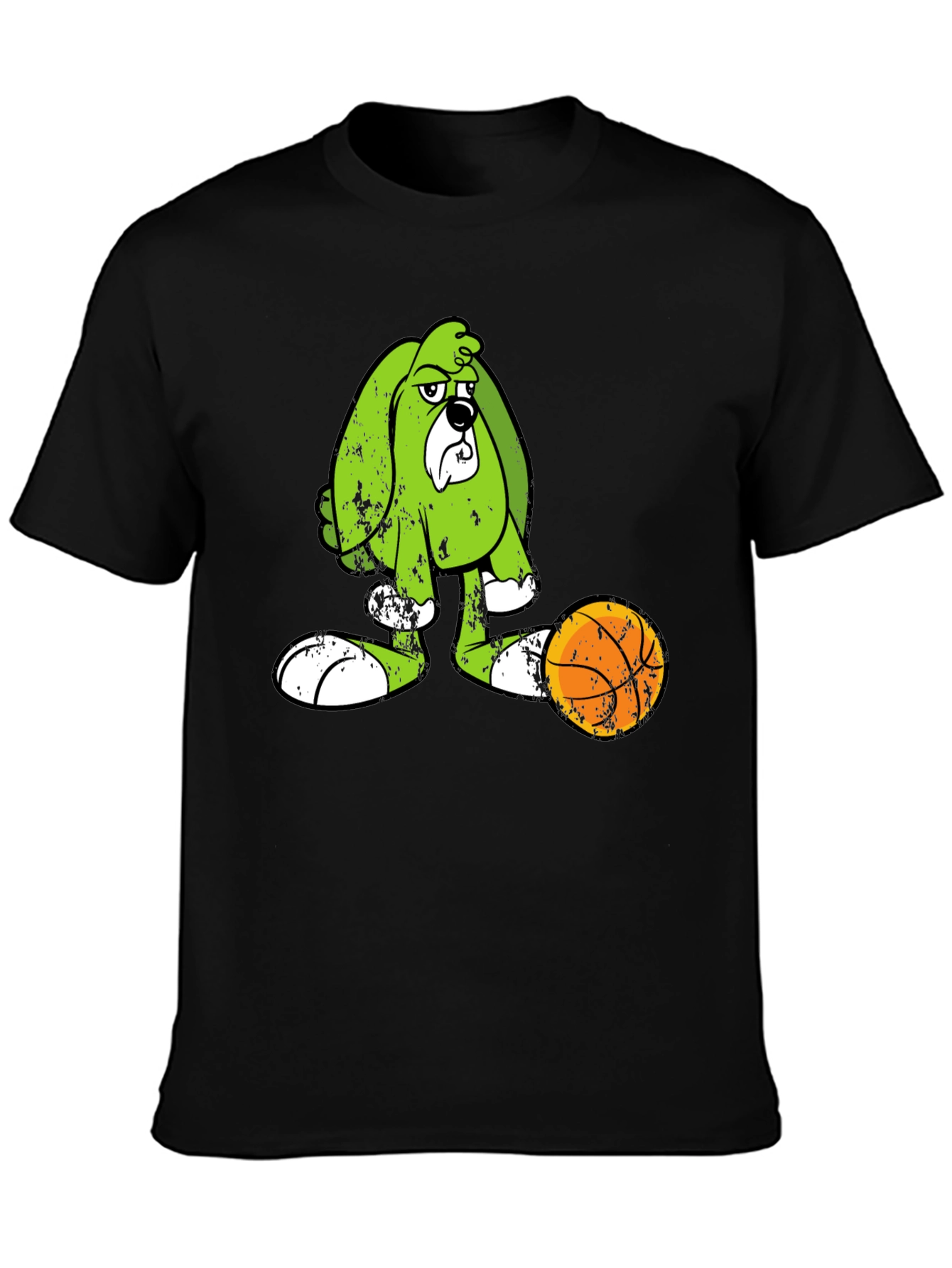 Cartoon Dog Graphic Print Black T-Shirt